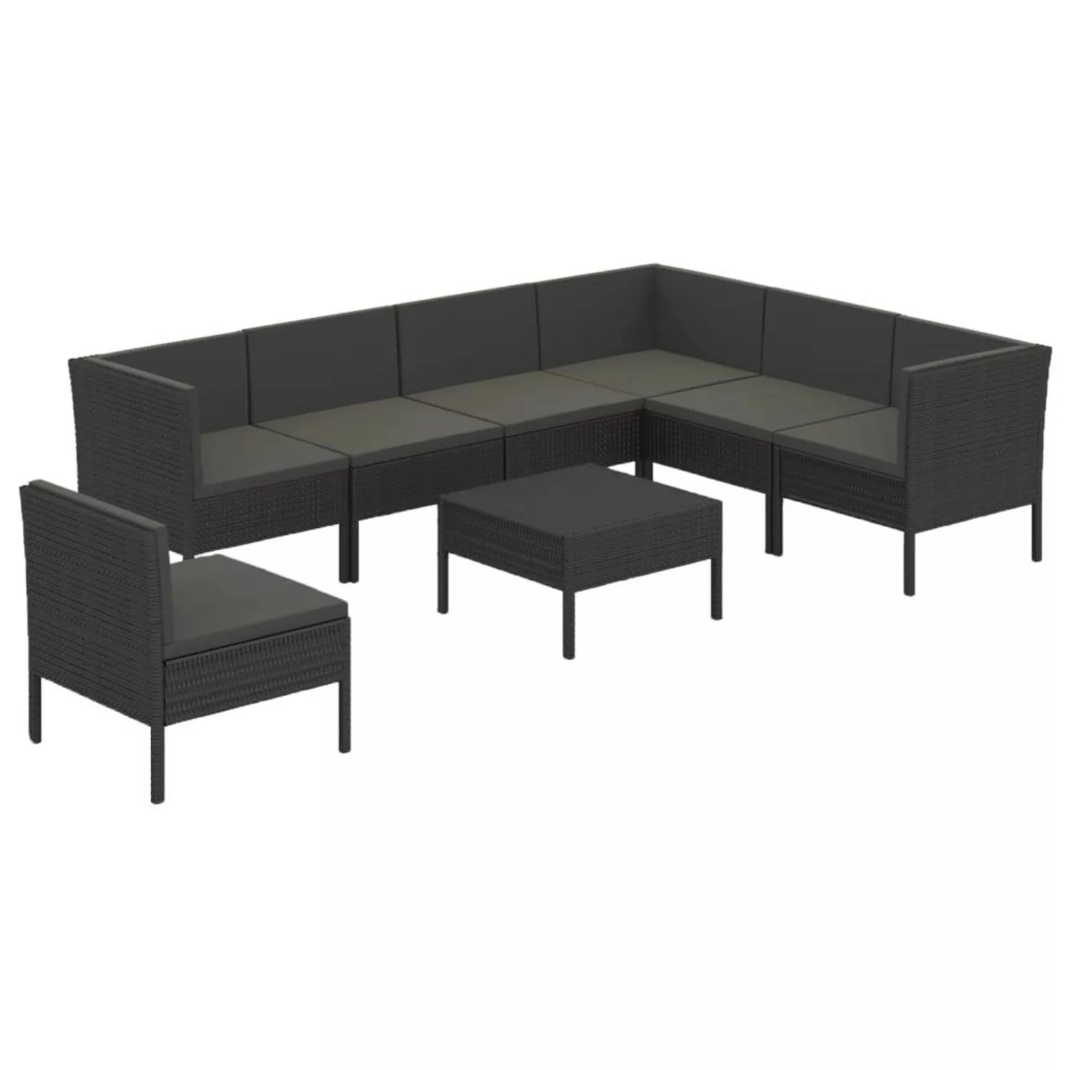 8-tlg. Garten-lounge-set Mit Auflagen Poly Rattan Schwarz günstig online kaufen