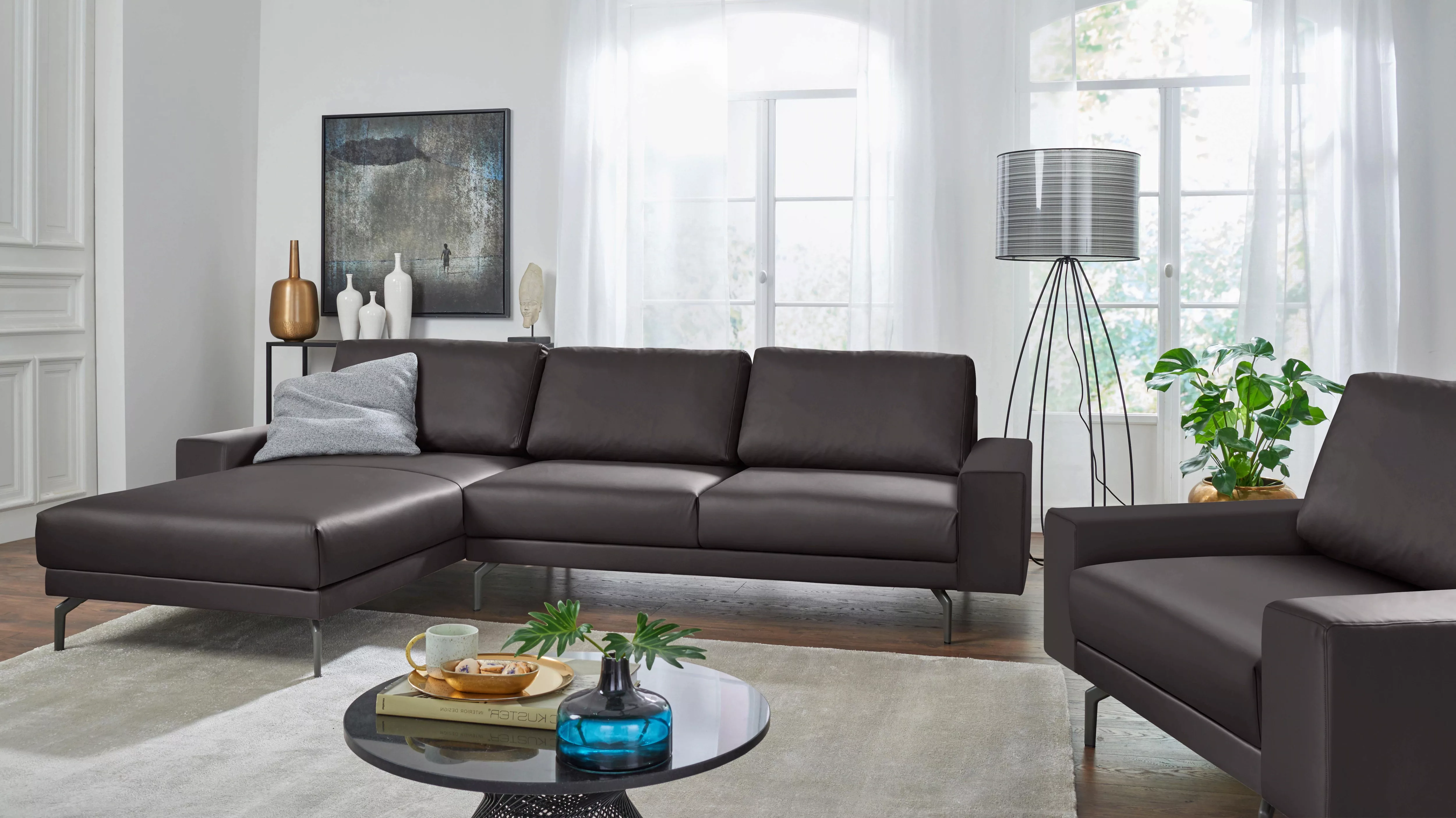 hülsta sofa Ecksofa »hs.450«, Armlehne breit und niedrig, Alugussfüße in um günstig online kaufen