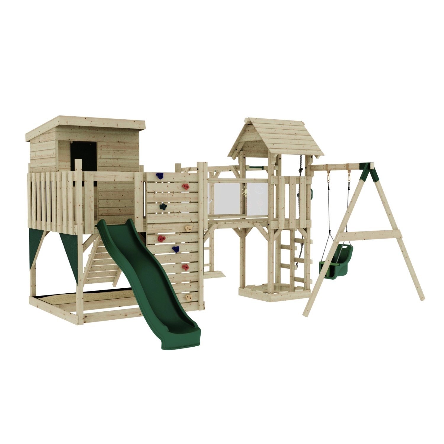 OutdoorToys Spielturm Lene mit Babyschaukel Dunkelgrün günstig online kaufen