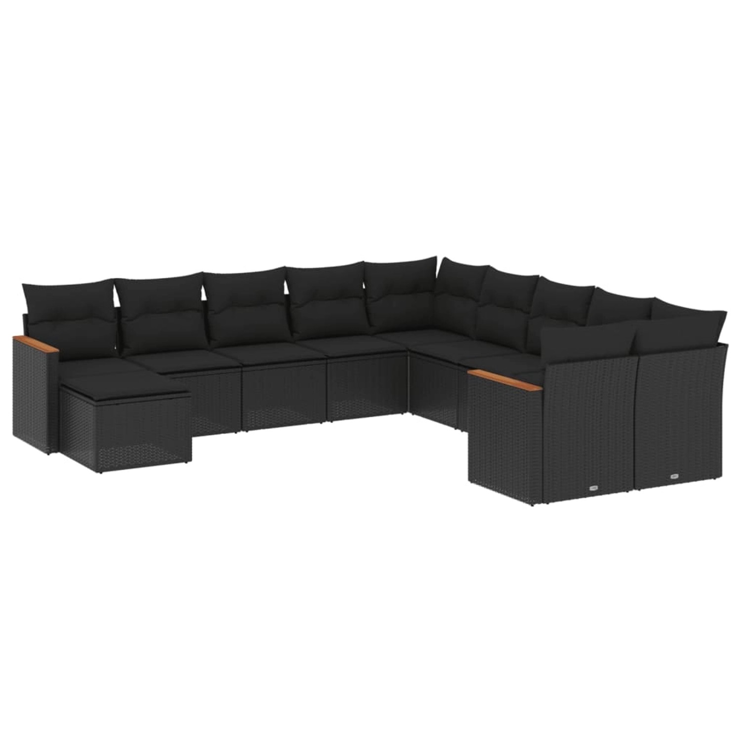 vidaXL 11-Tlg Garten-Sofagarnitur mit Kissen Schwarz Poly Rattan 3258968 günstig online kaufen