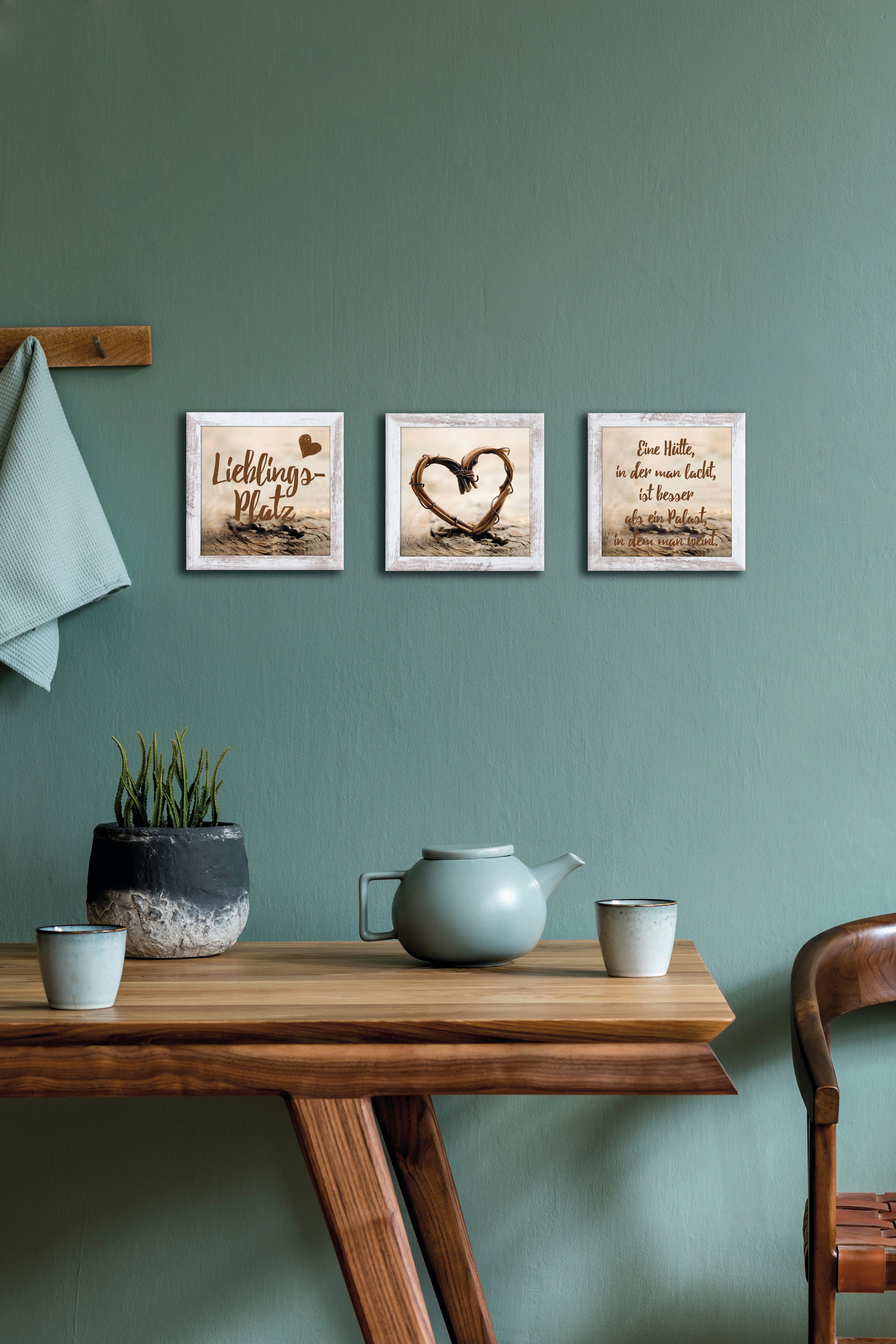 Wandbild 3er Bilderset ORI, Braun, Weiß, günstig online kaufen