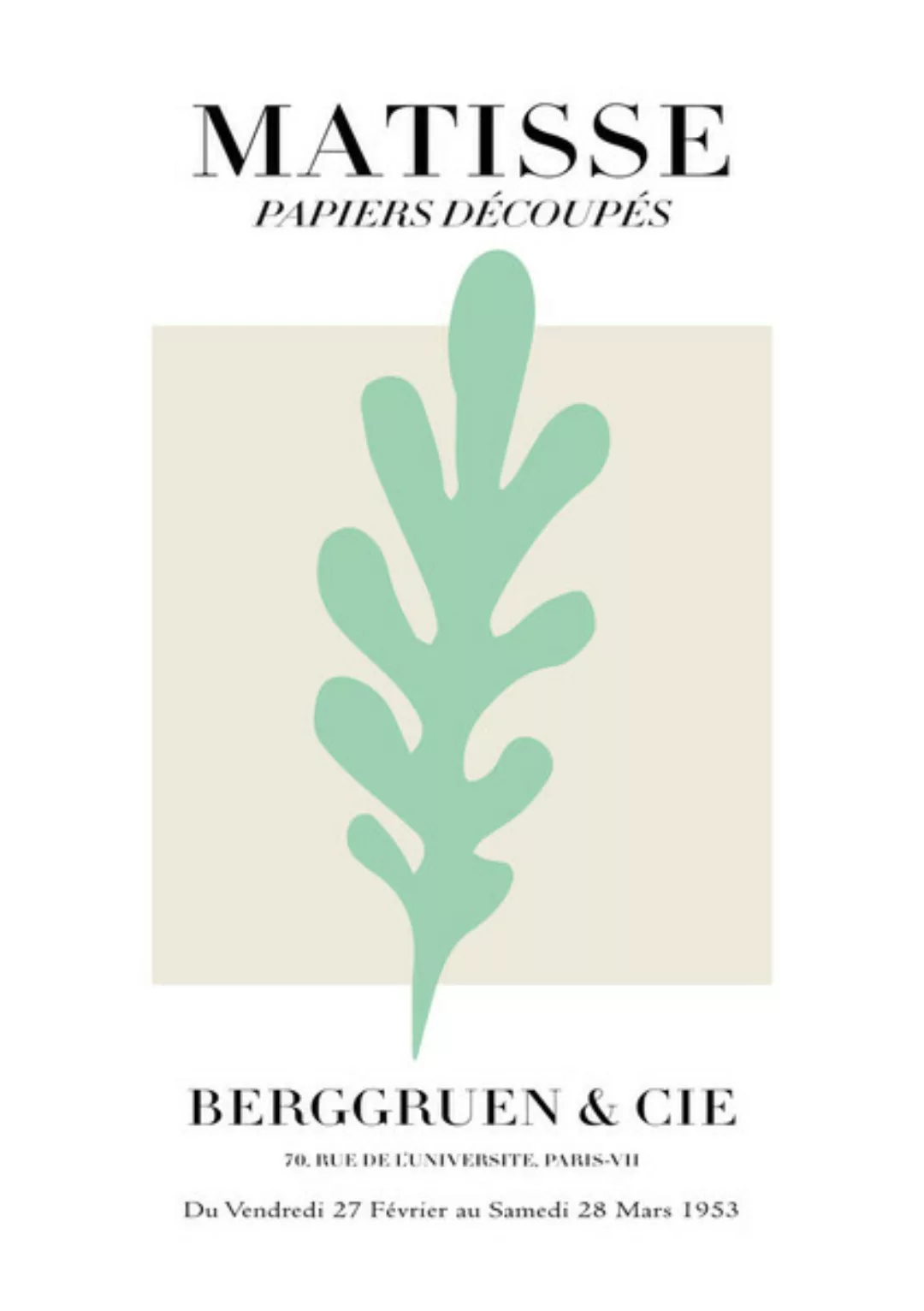 Poster / Leinwandbild - Matisse - Papiers Découpés, Grün Und Beige günstig online kaufen