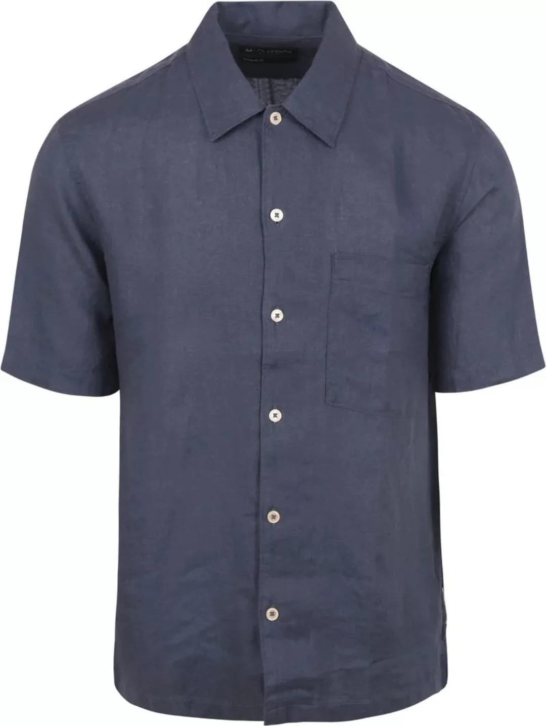 Marc O'Polo Hemd Short Sleeves Leinen Navy - Größe L günstig online kaufen