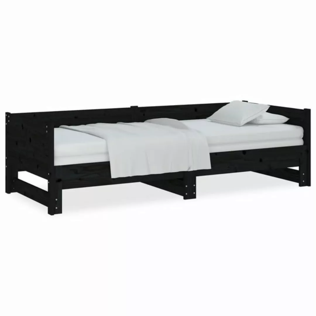 furnicato Bett Ausziehbares Tagesbett Schwarz Massivholz Kiefer 2x(90x200) günstig online kaufen