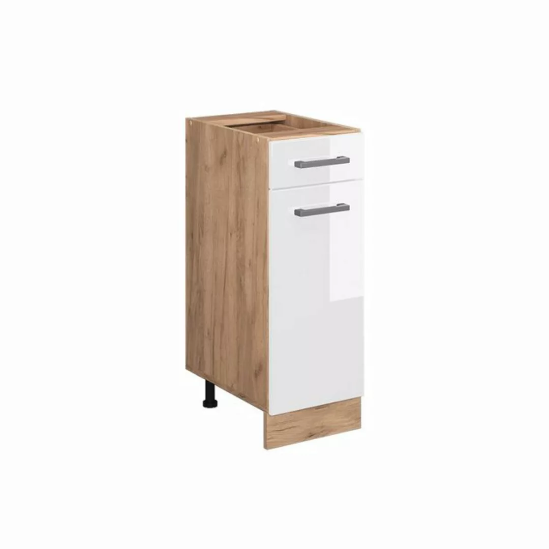 Livinity® Unterschrank R-Line, Weiß Hochglanz/Goldkraft Eiche, 30 cm, AP An günstig online kaufen