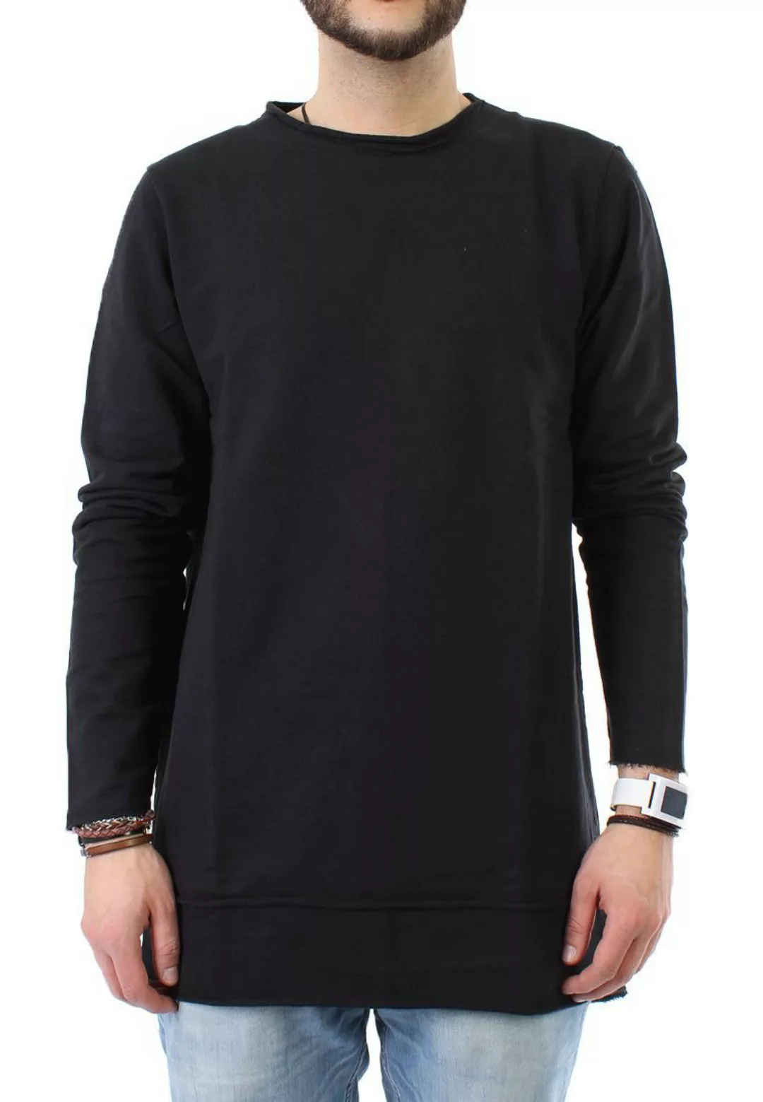 Solid Long Sweatshirt Men TOVI Jet Black günstig online kaufen