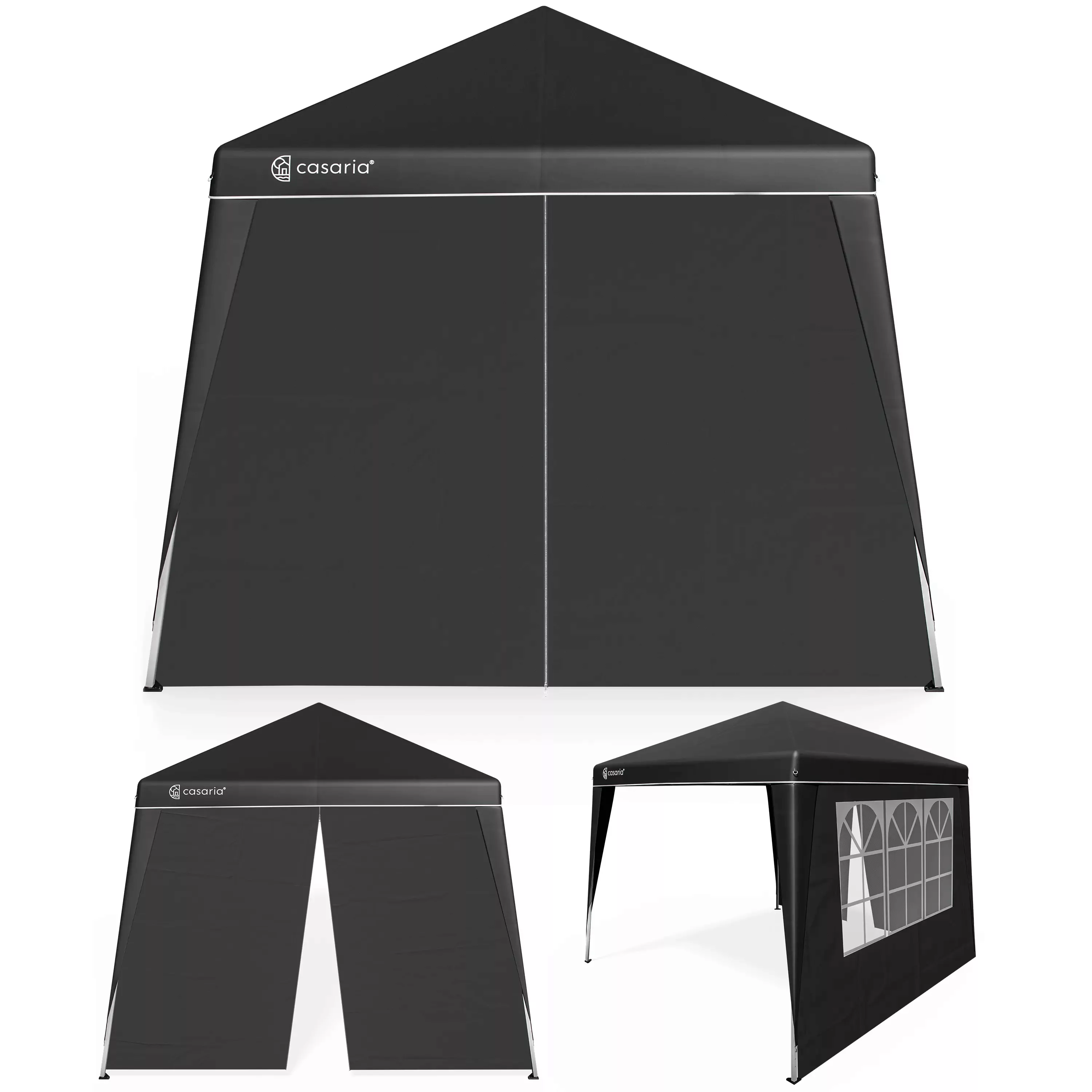 Faltpavillon Capri Schwarz 3x3m inkl 2 Seitenwänden günstig online kaufen