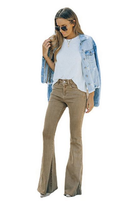 CHENIN Bequeme Jeans Damen-jeans, hoch taillierte, bodenlange retro-schlagh günstig online kaufen