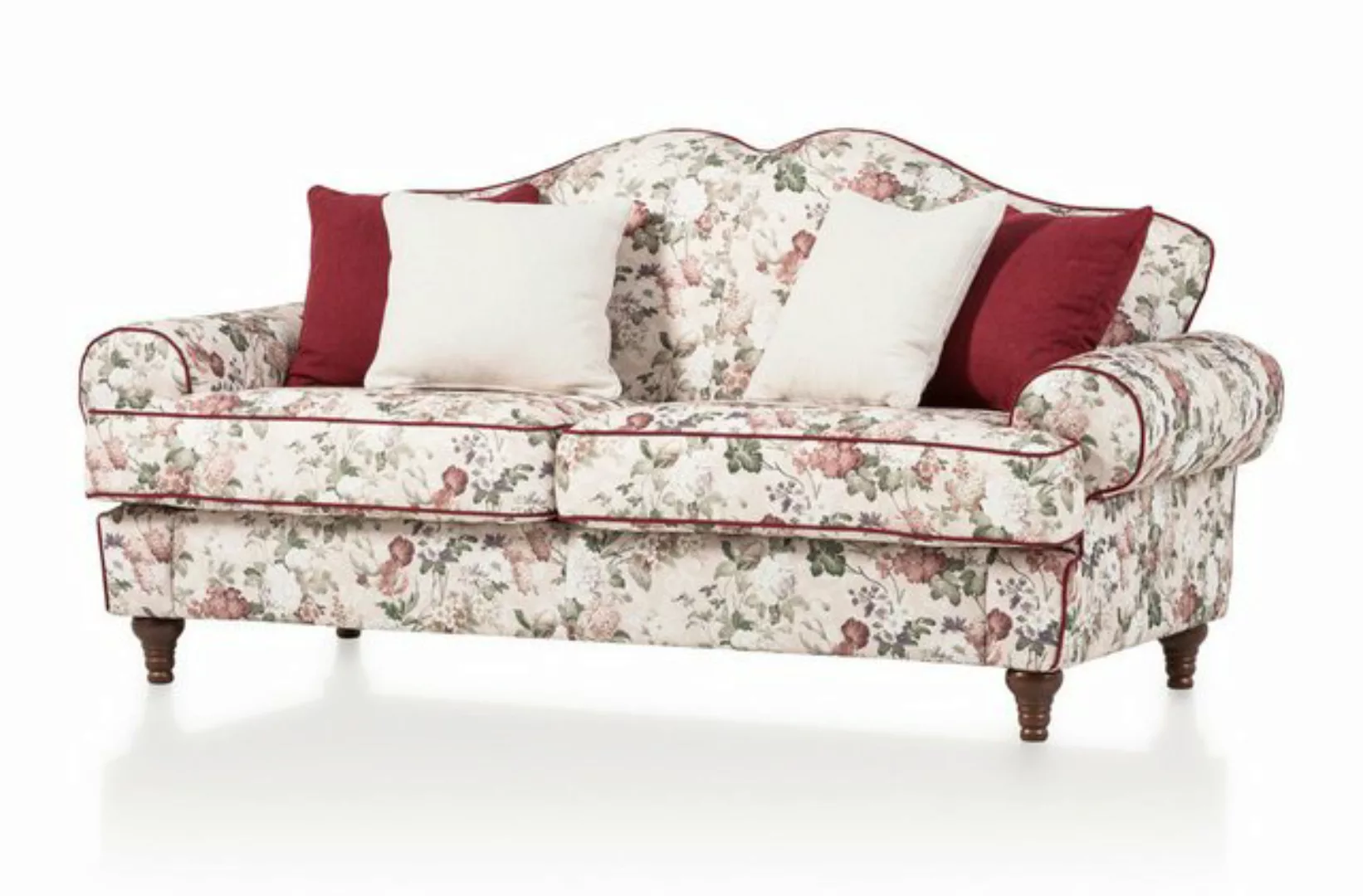 Furn.Design Sofa Elita, 3-Sitzer in beige mit Blumenmuster, Landhausstil, m günstig online kaufen