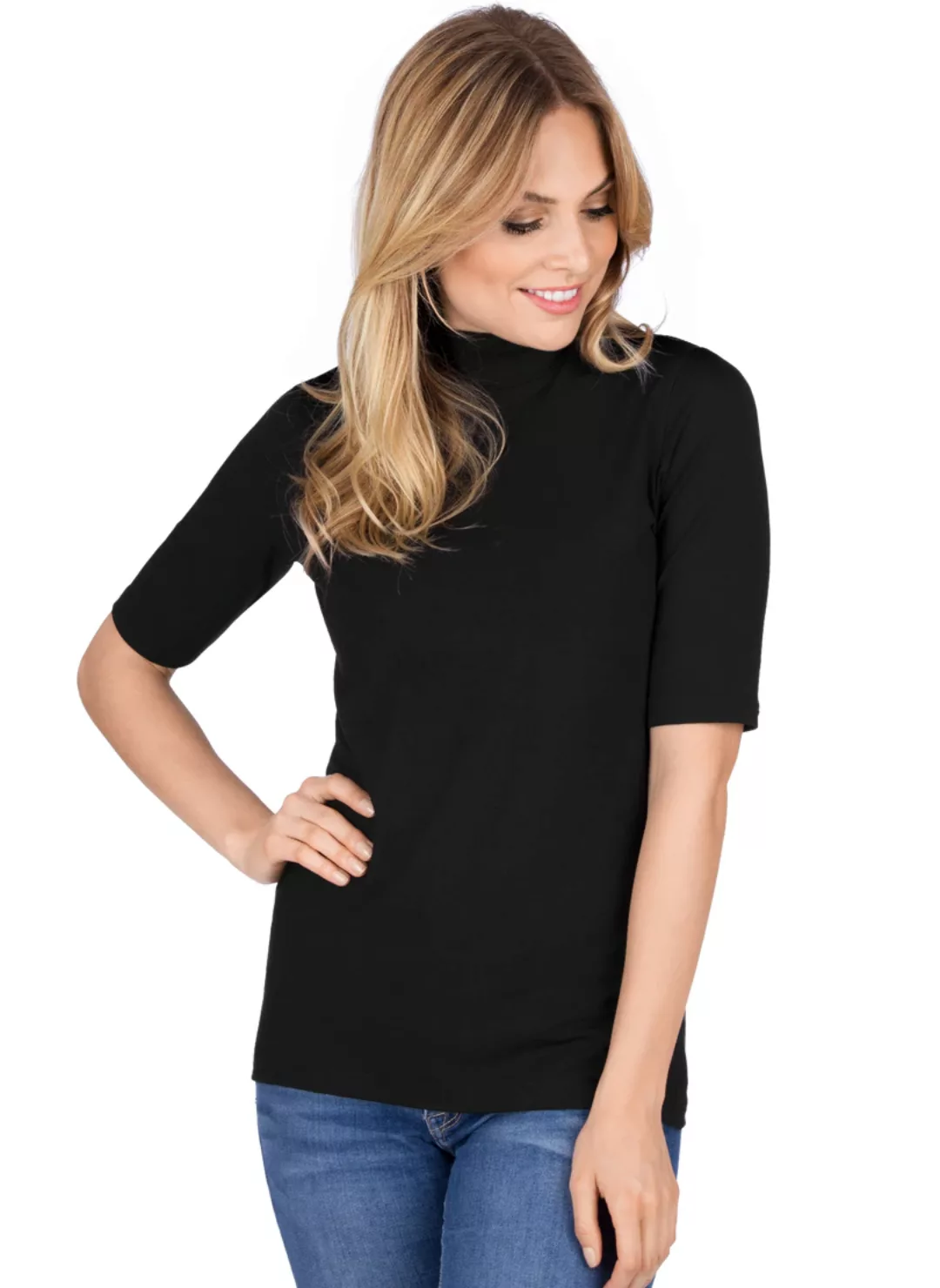 Trigema T-Shirt "TRIGEMA T-Shirt mit elastischem Stehkragen", (1 tlg.) günstig online kaufen