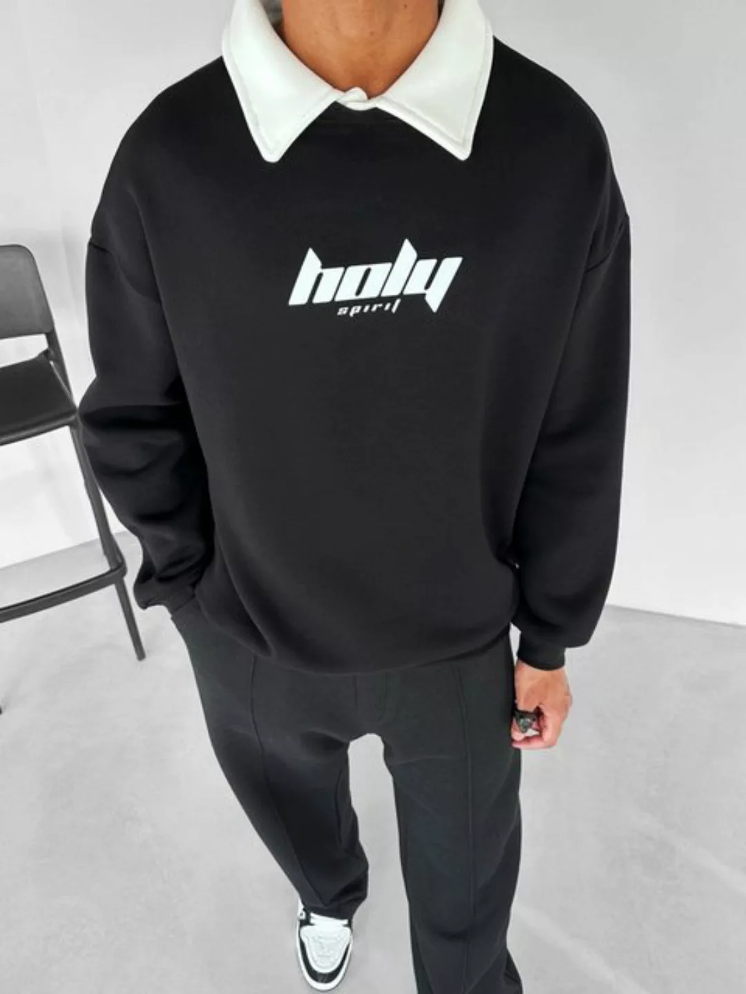 Abluka Sweatshirt Polo Sweatshirt aus Fleece Oversize Polo Sweatshirt günstig online kaufen