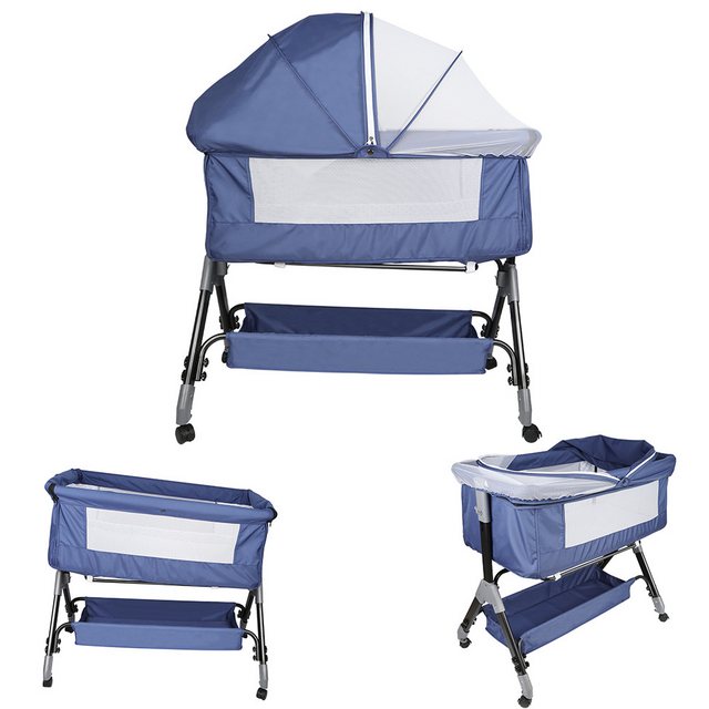 JEOBEST Beistellbett Baby, Grab-and-go Baby Bett mit Matratze & Rädern für günstig online kaufen