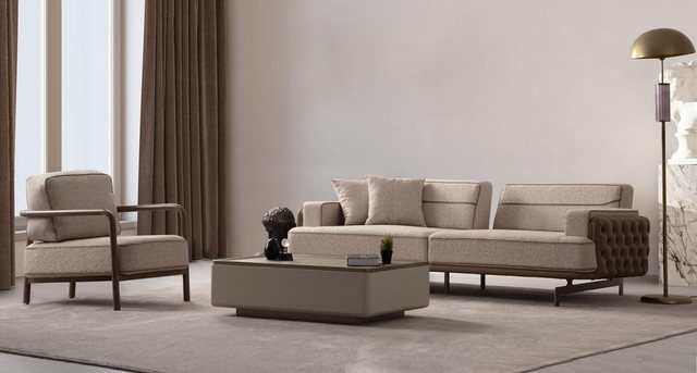 Xlmoebel Sofa Neuzeitliches Wohnzimmer-Ensemble in Beige mit elegantem 3-Si günstig online kaufen