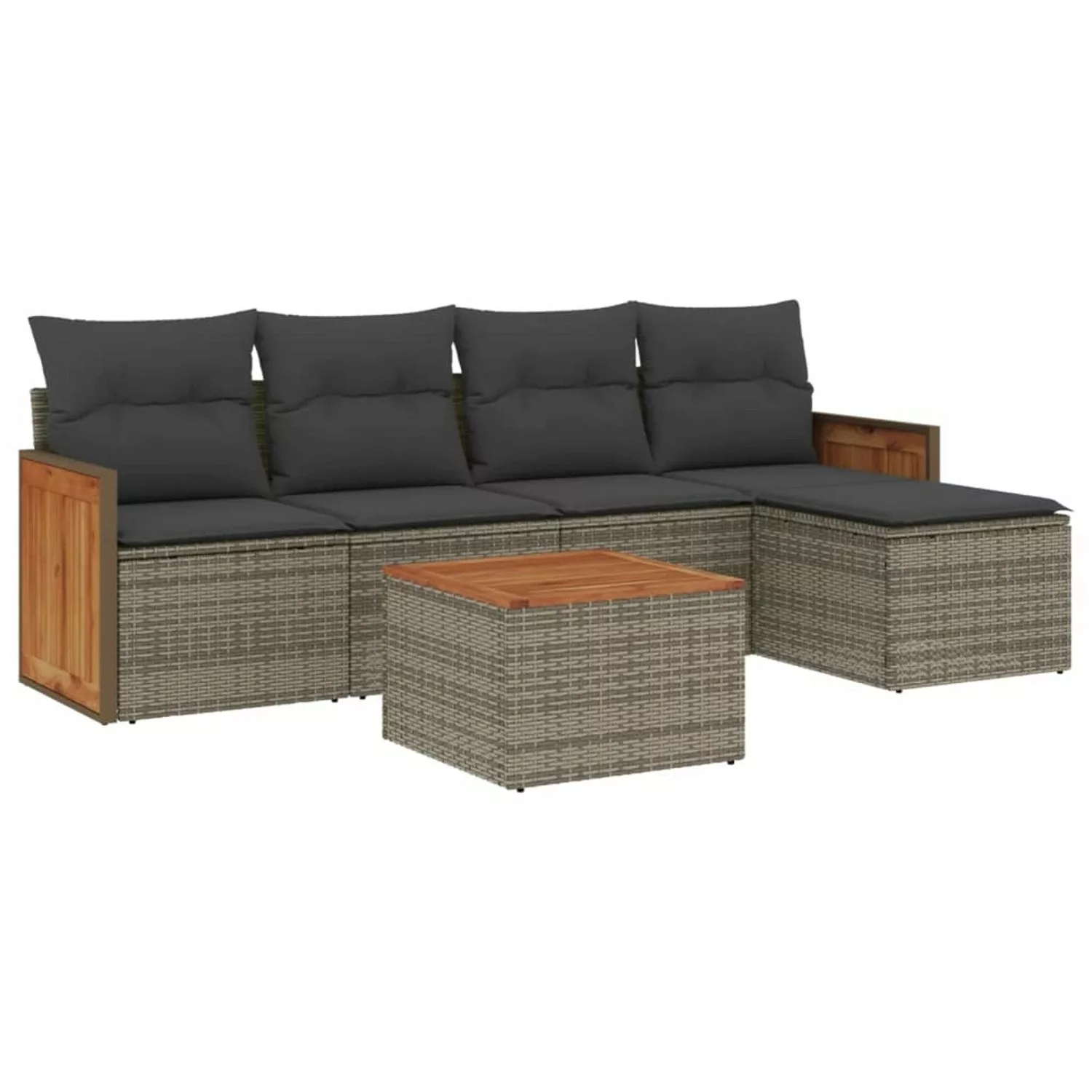 vidaXL 6-tlg Garten-Sofagarnitur mit Kissen Grau Poly Rattan Modell 194 günstig online kaufen