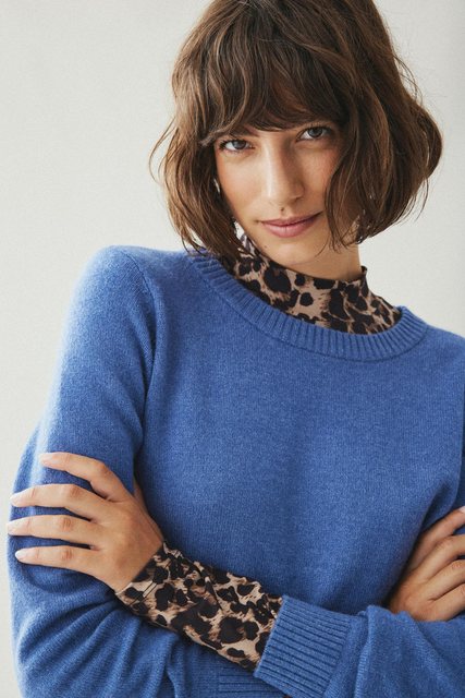 Vila Strickpullover Dünner Rundhals Strickpullover VIRIL 5641 in Blau günstig online kaufen