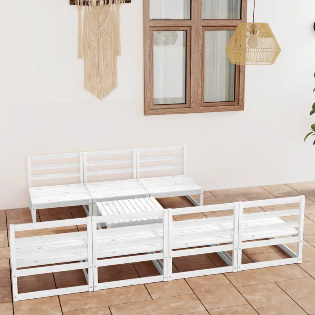 8-tlg. Garten-lounge-set Weiß Kiefer Massivholz günstig online kaufen