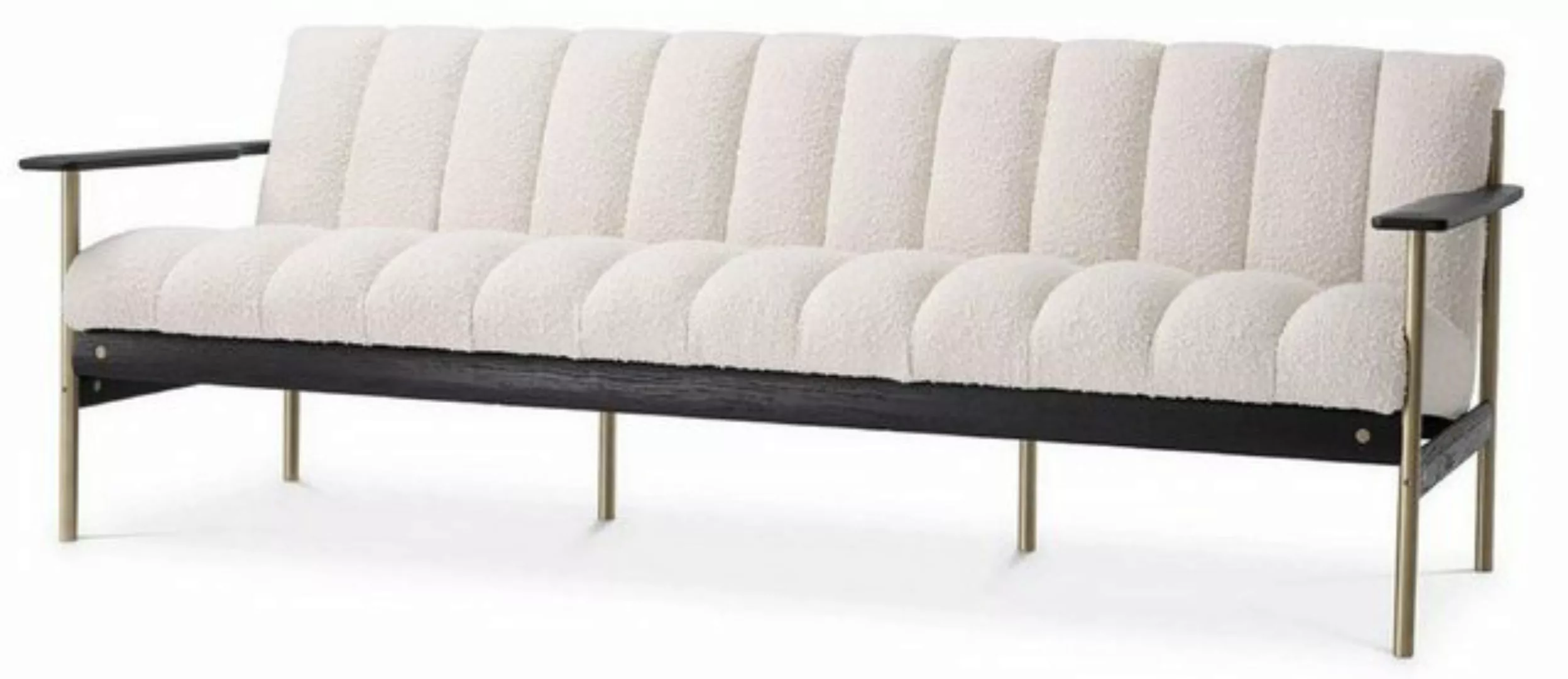 Casa Padrino Sofa Luxus Wohnzimmer Sofa Creme / Messing / Schwarz 200 x 78 günstig online kaufen