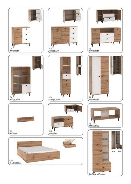 Beautysofa Garderobenschrank C6 (Garderobeschrank mit Kleiderstange und Ein günstig online kaufen