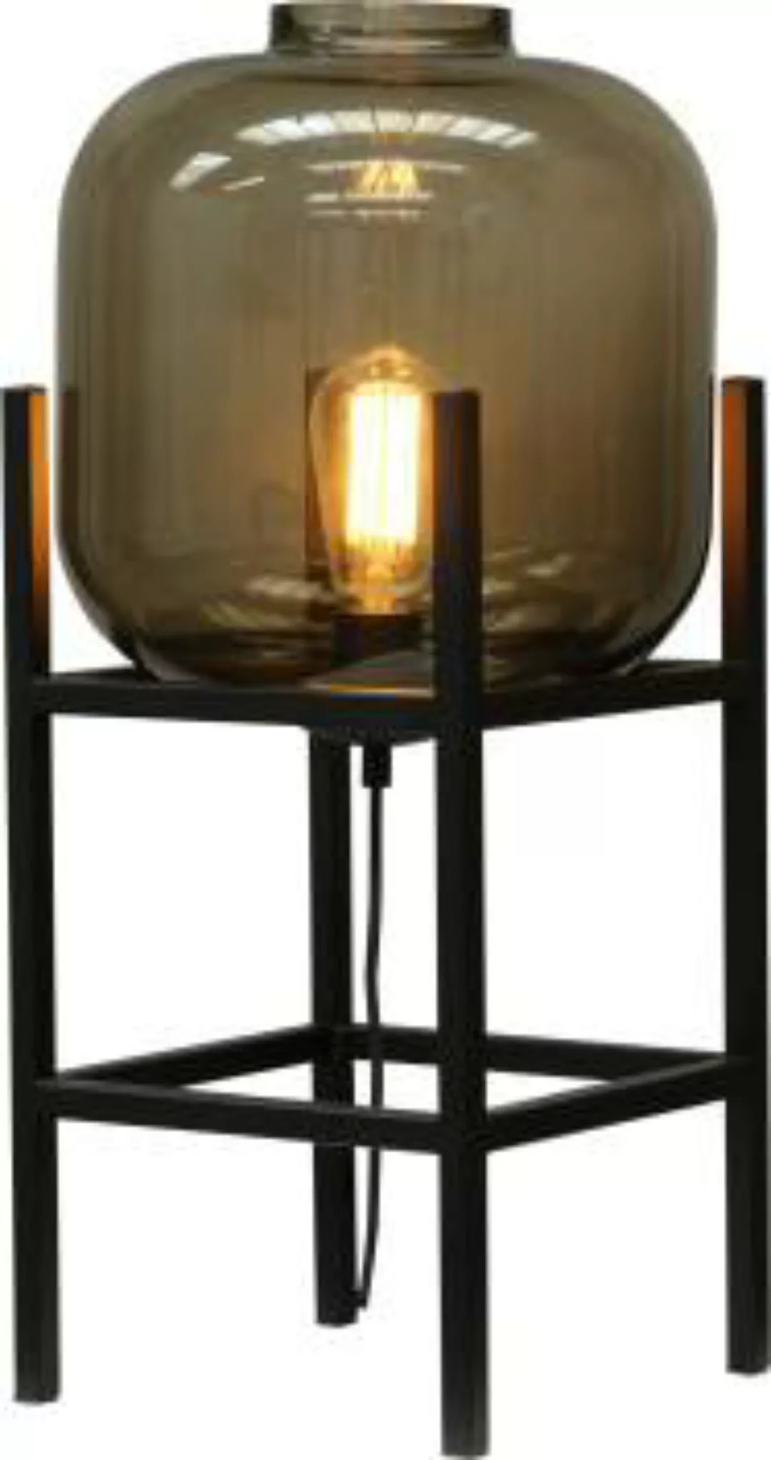 Tischlampe Rauchglas Metall 57 cm hoch E27 Schwarz günstig online kaufen