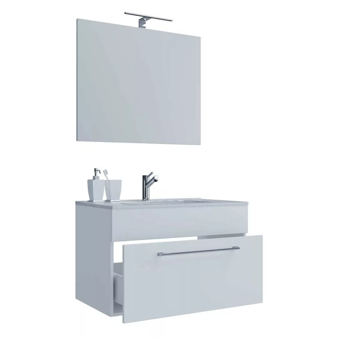 Waschplatz mit Spiegel in Weiß die Wandmontage (zweiteilig) günstig online kaufen