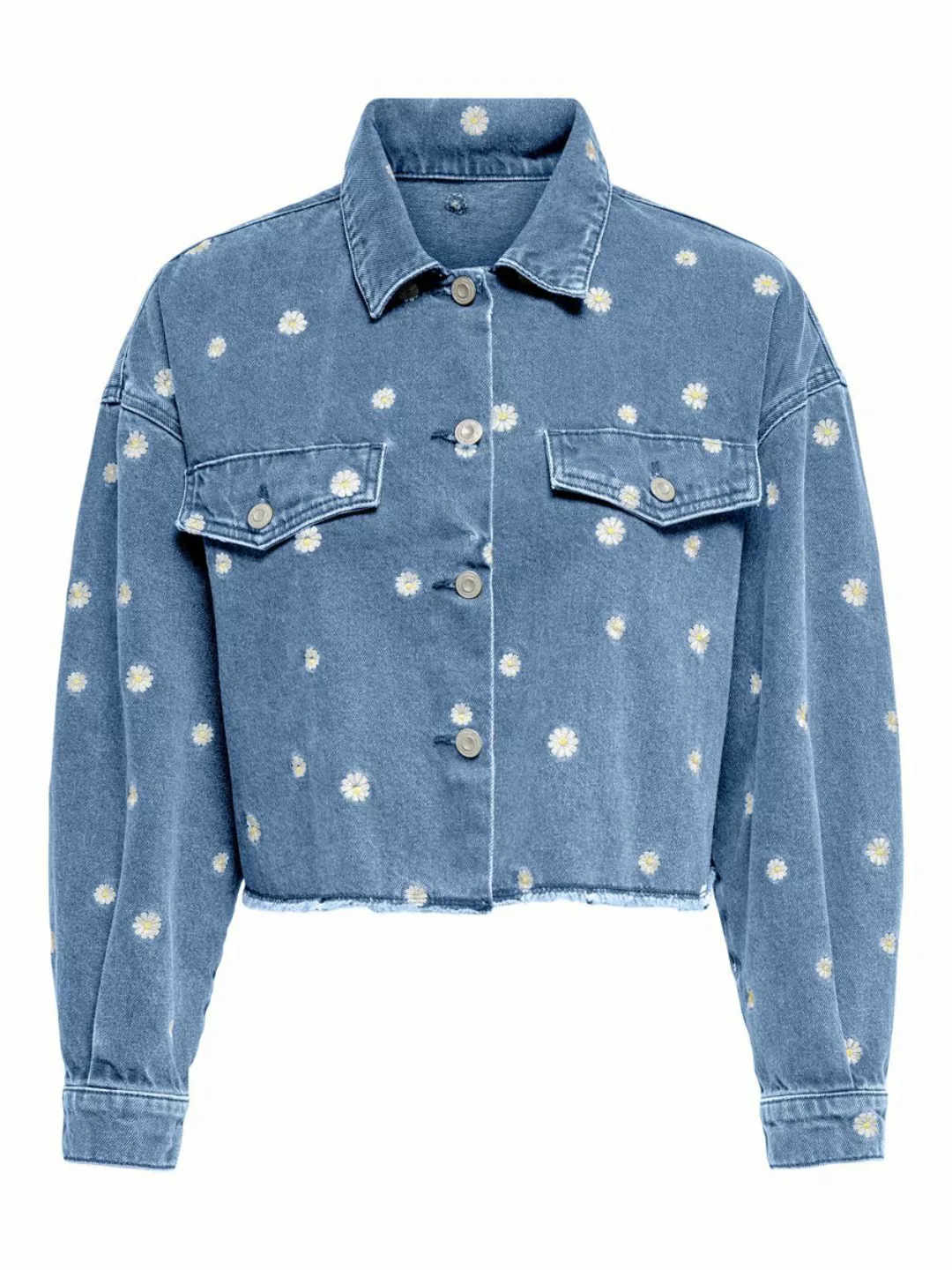 ONLY Onljagger Gänseblümchen Cropped Jeansjacke Damen Blau günstig online kaufen