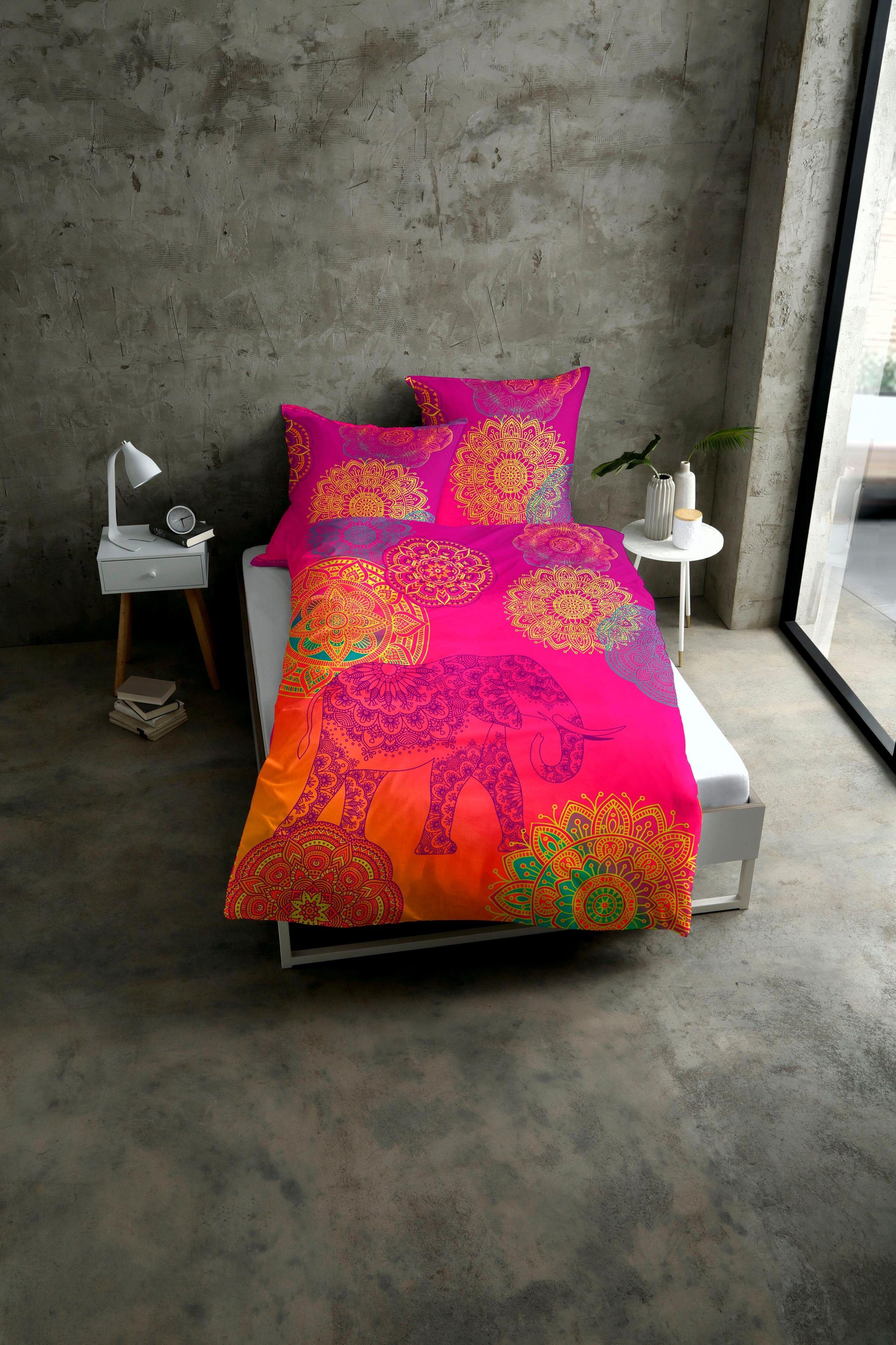 CASATEX Bettwäsche Noida Violett Türkis Orange, günstig online kaufen