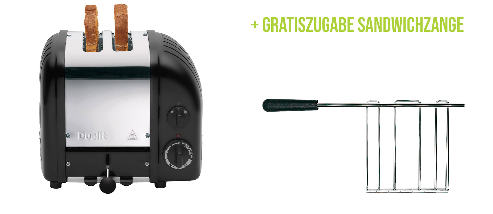 Classic Toaster Premium 2-Schlitz inkl. Gratis Brötchenaufsatz Schwarz matt günstig online kaufen