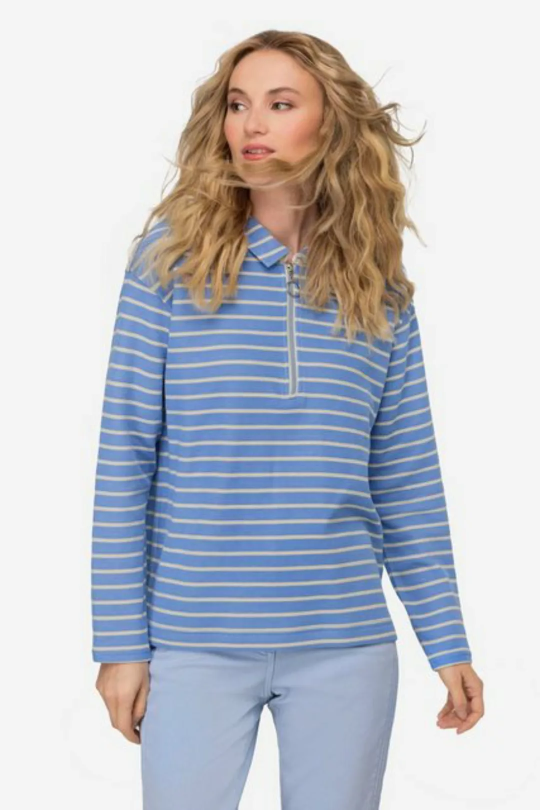Laurasøn Sweatshirt Sweatshirt Ringel Polokragen Langarm günstig online kaufen