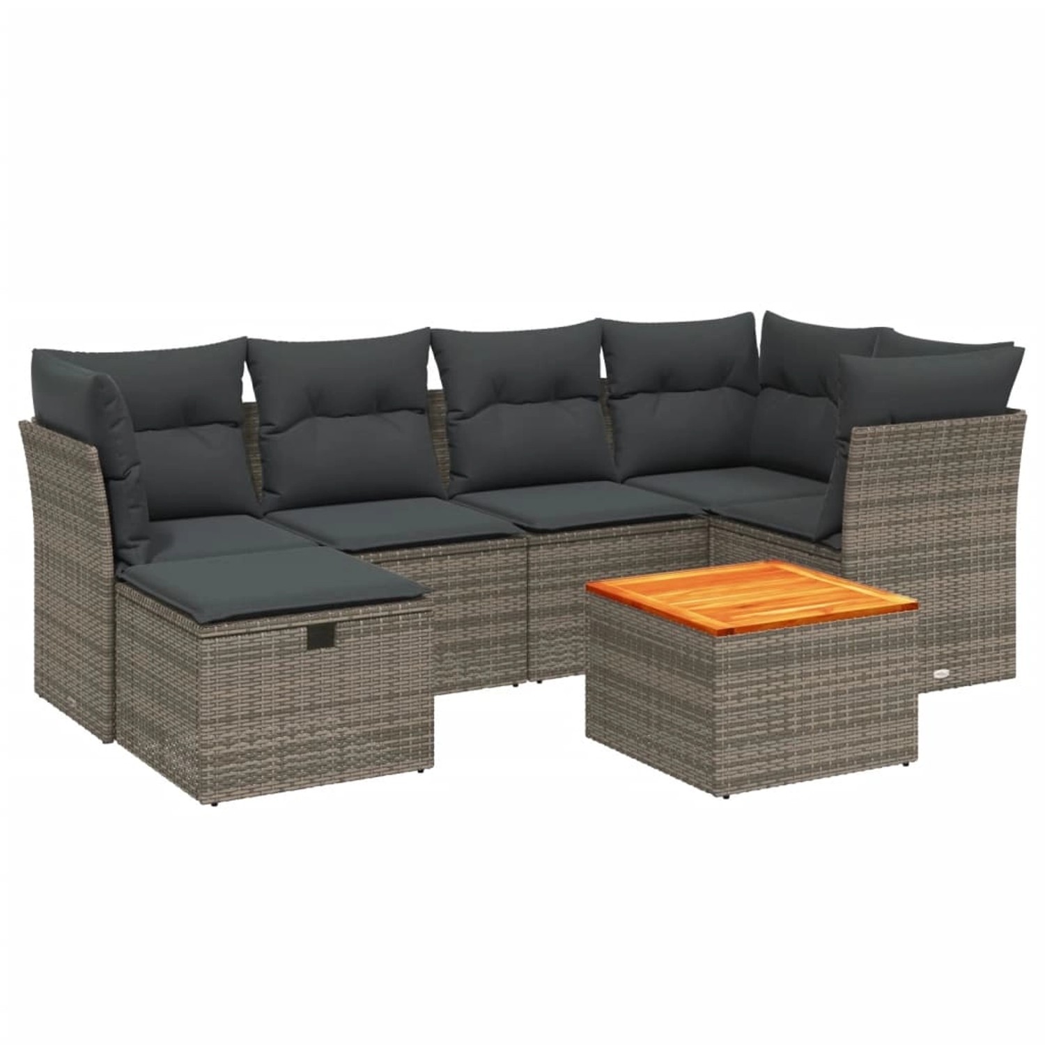 vidaXL 7-Tlg Garten-Sofagarnitur mit Kissen Grau Poly Rattan 3264728 günstig online kaufen