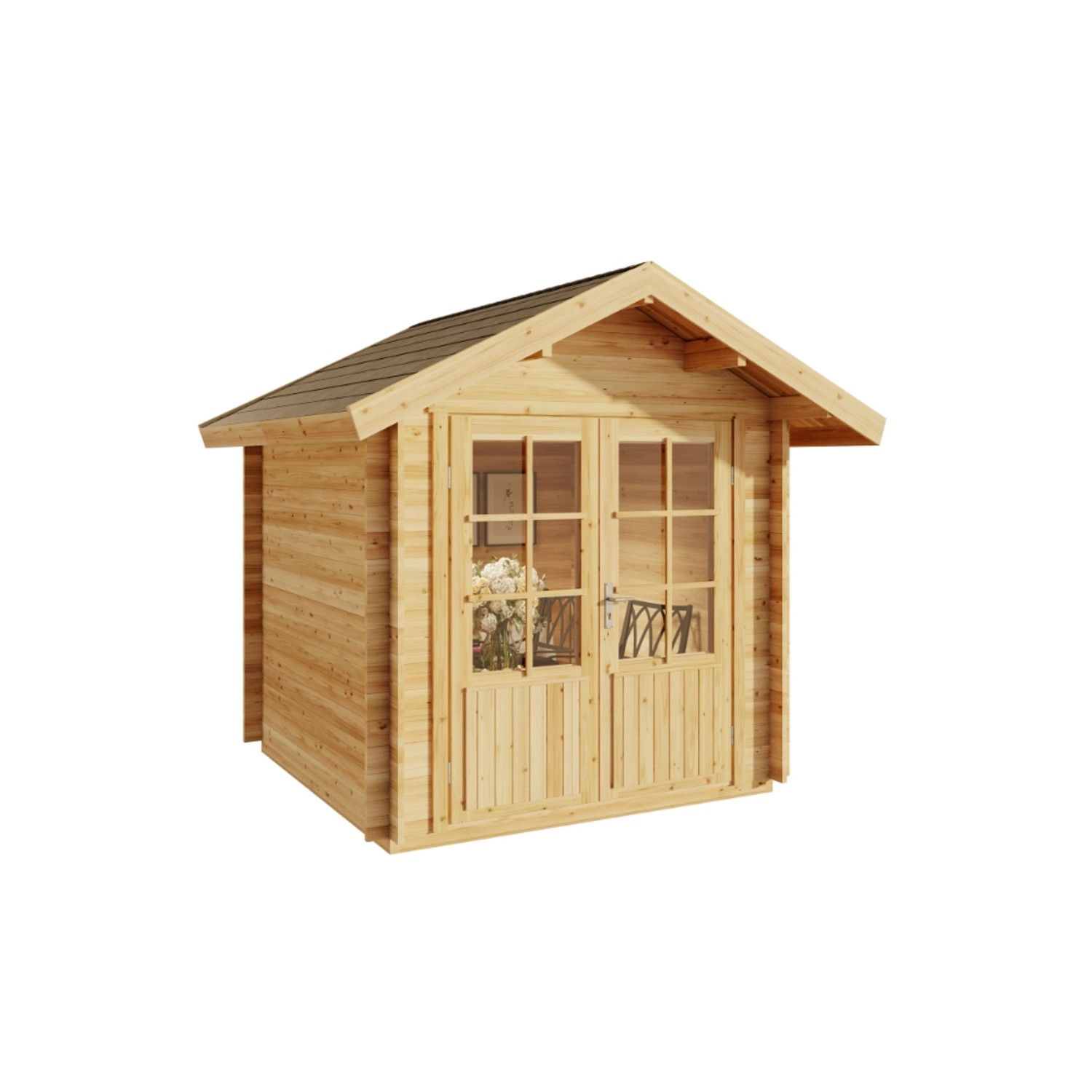 Alpholz Gartenhaus Set Palma Imprägniert Pinie 261x261cm inkl. Dacheindecku günstig online kaufen