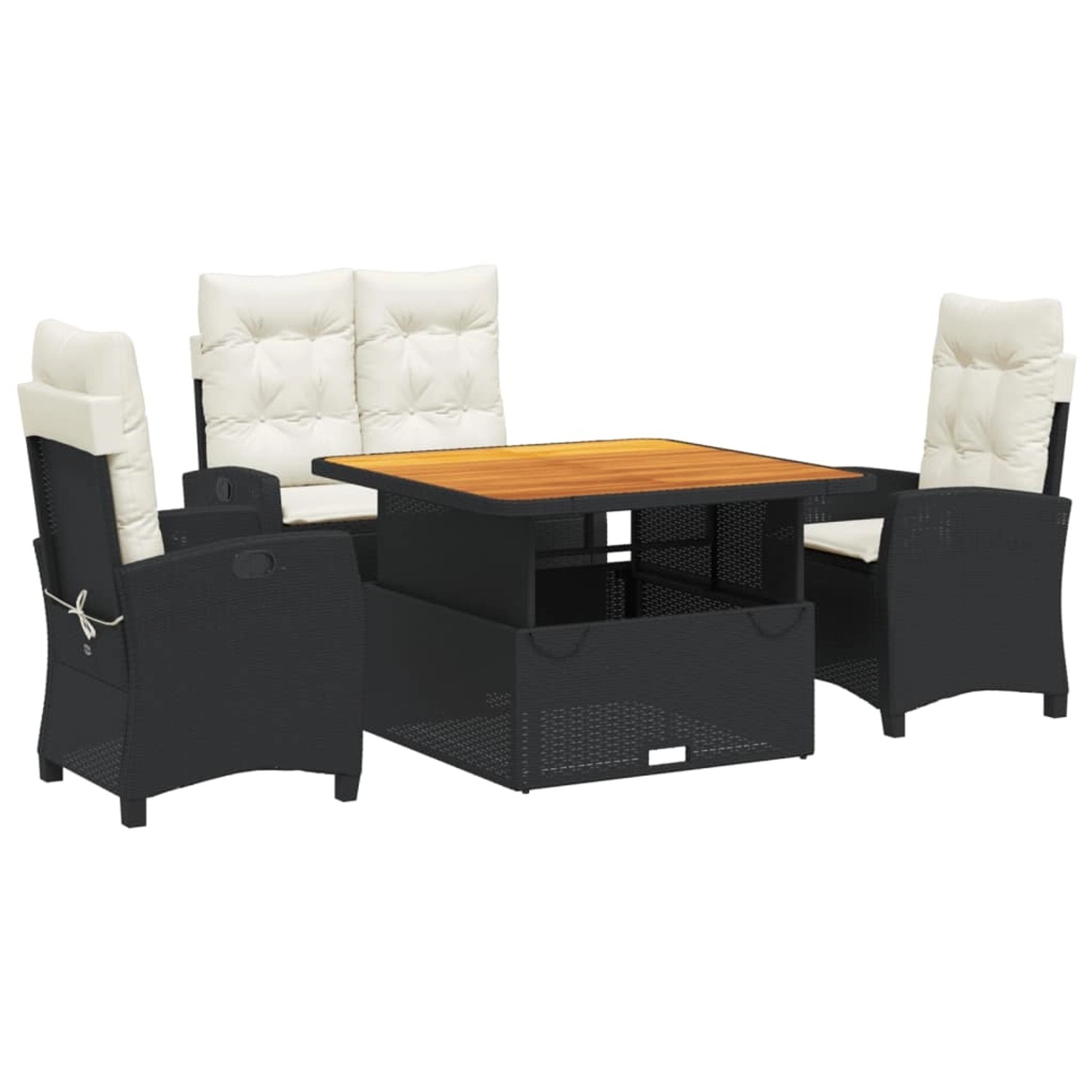 vidaXL 4-Tlg Garten-Essgruppe mit Kissen Schwarz Poly Rattan 3277380 günstig online kaufen
