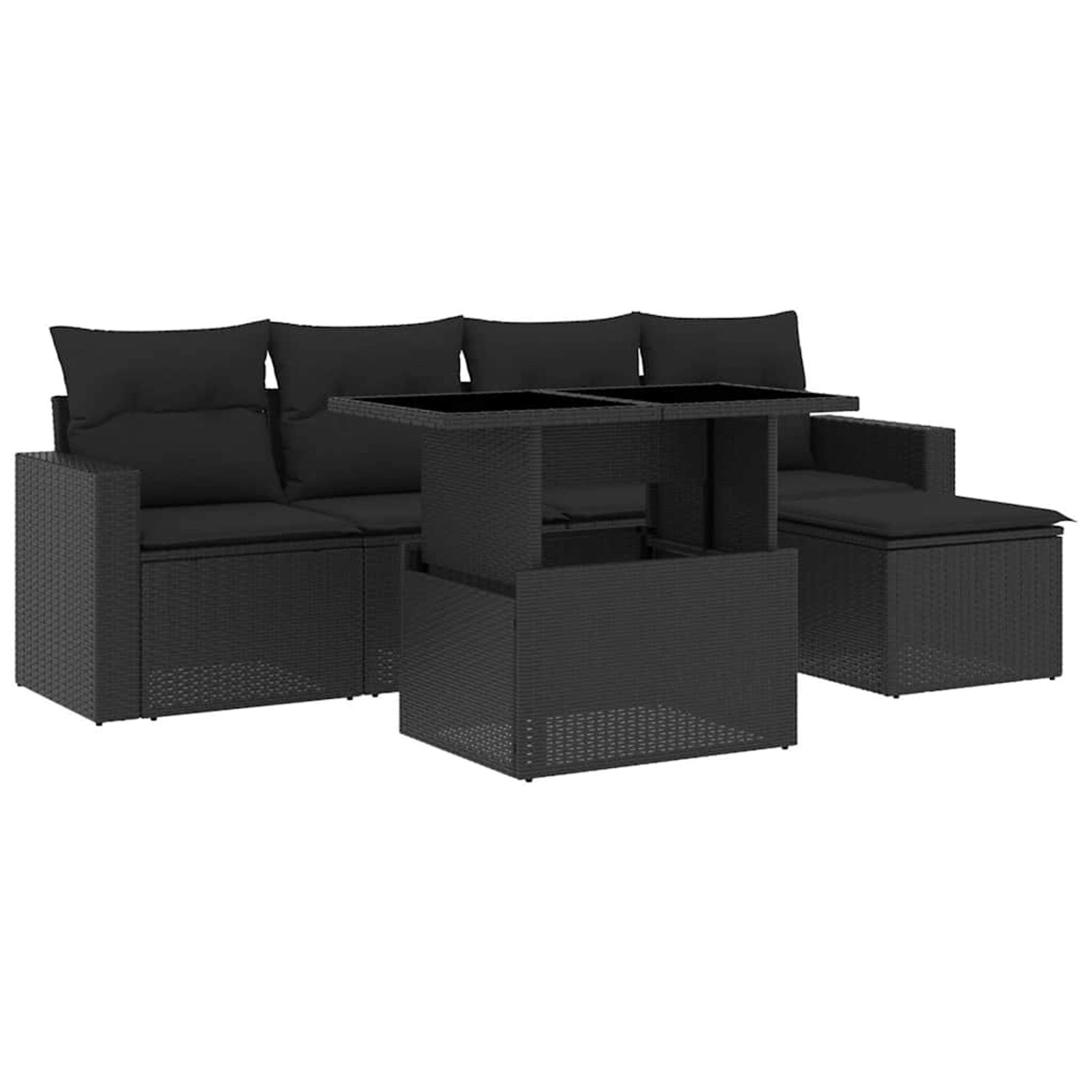 vidaXL 6-Tlg Garten-Sofagarnitur mit Kissen Schwarz Poly Rattan 3267235 günstig online kaufen