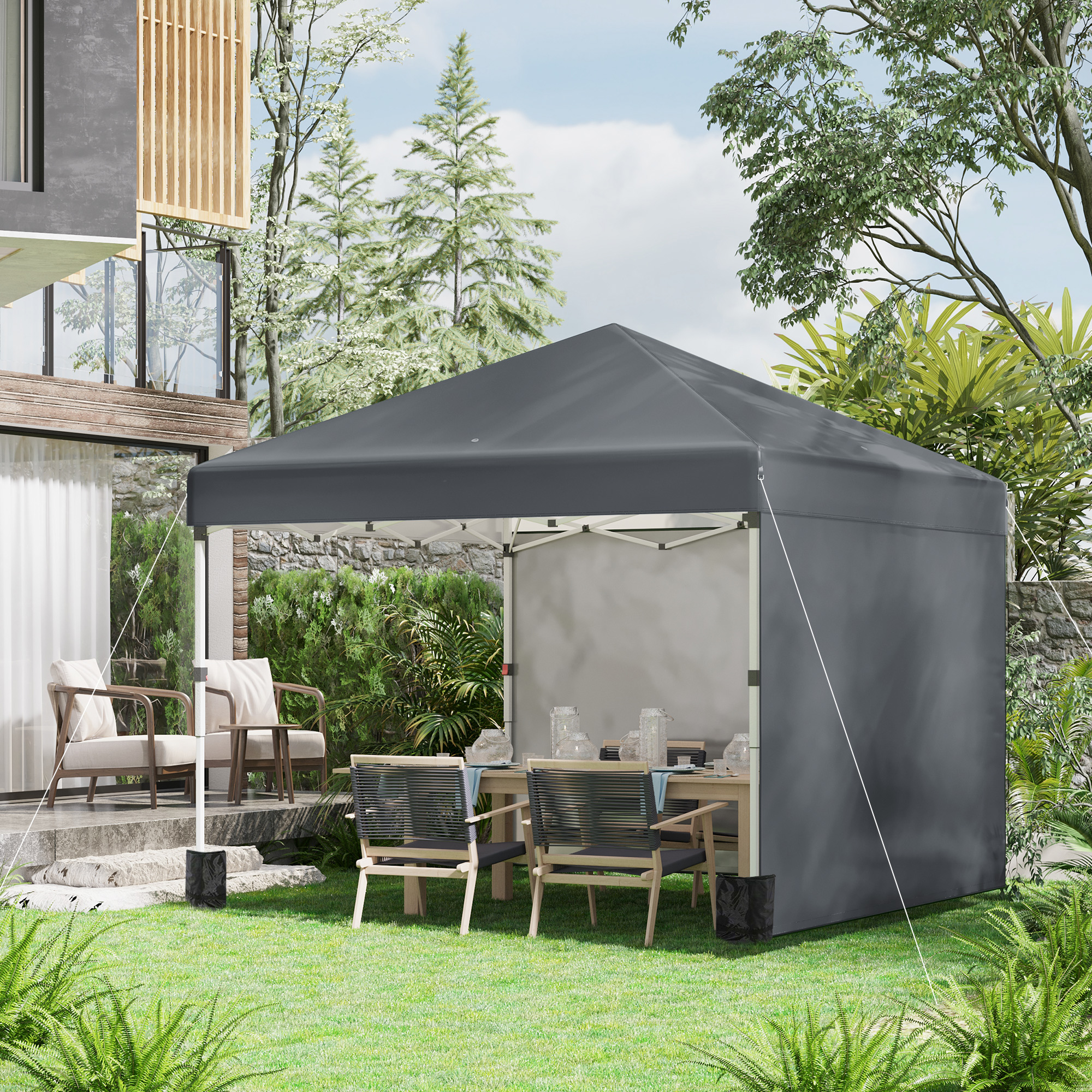 Outsunny Faltpavillon 2,97 x 2,97 m mit Seitenwänden, UV-Schutz Campingzelt günstig online kaufen