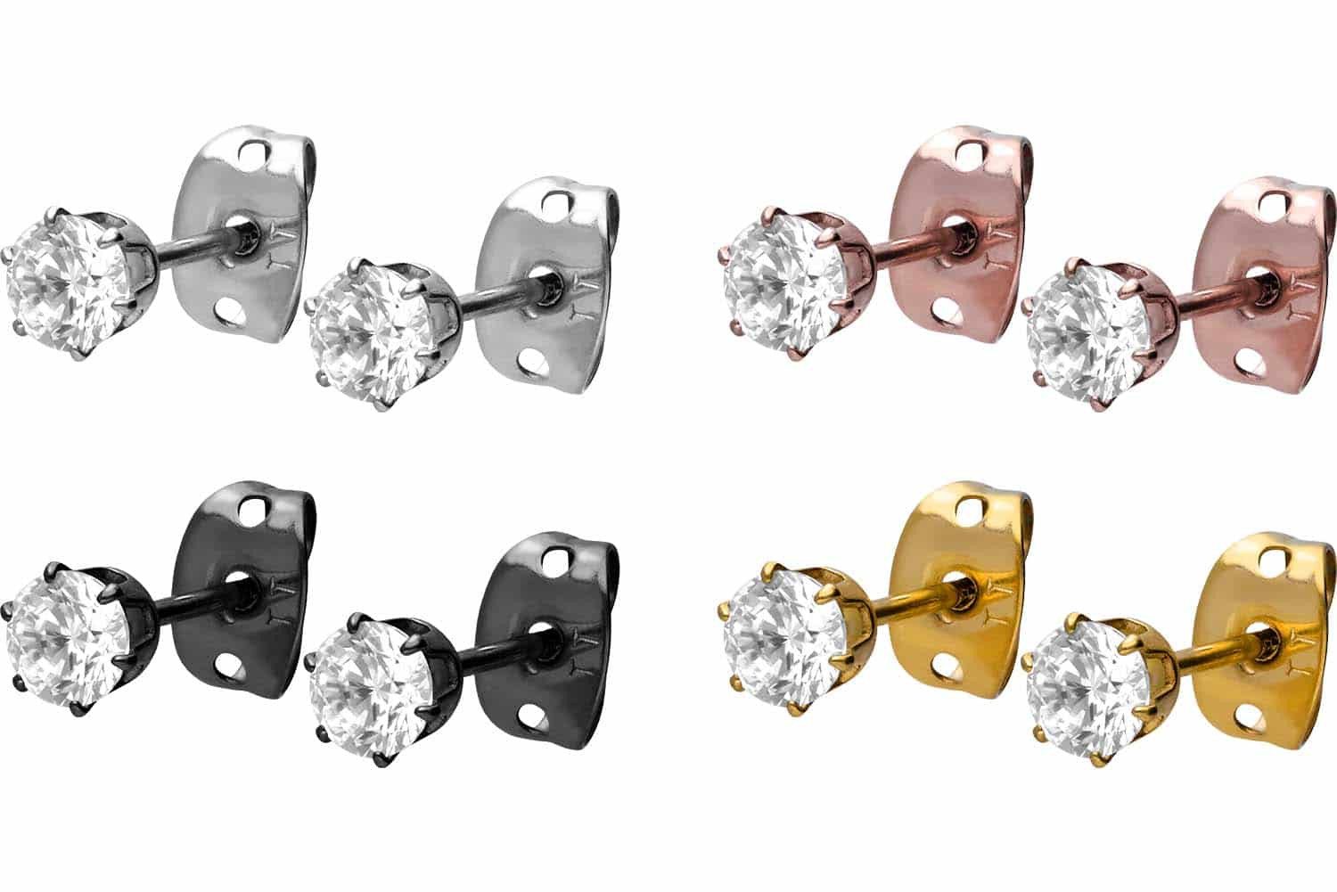 FILANGO Piercing-Set Titan Ohrstecker EINGEFASSTER KRISTALL günstig online kaufen