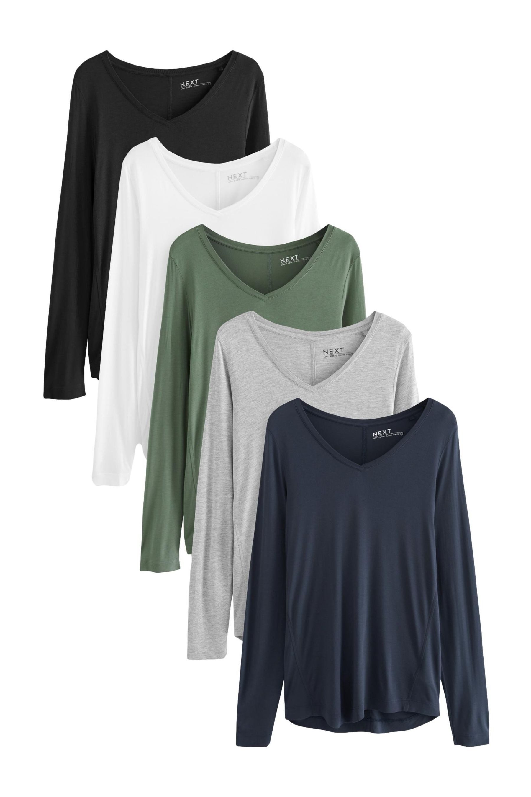 Next Langarmshirt Langärmelige Oberteile im 5er-Pack günstig online kaufen