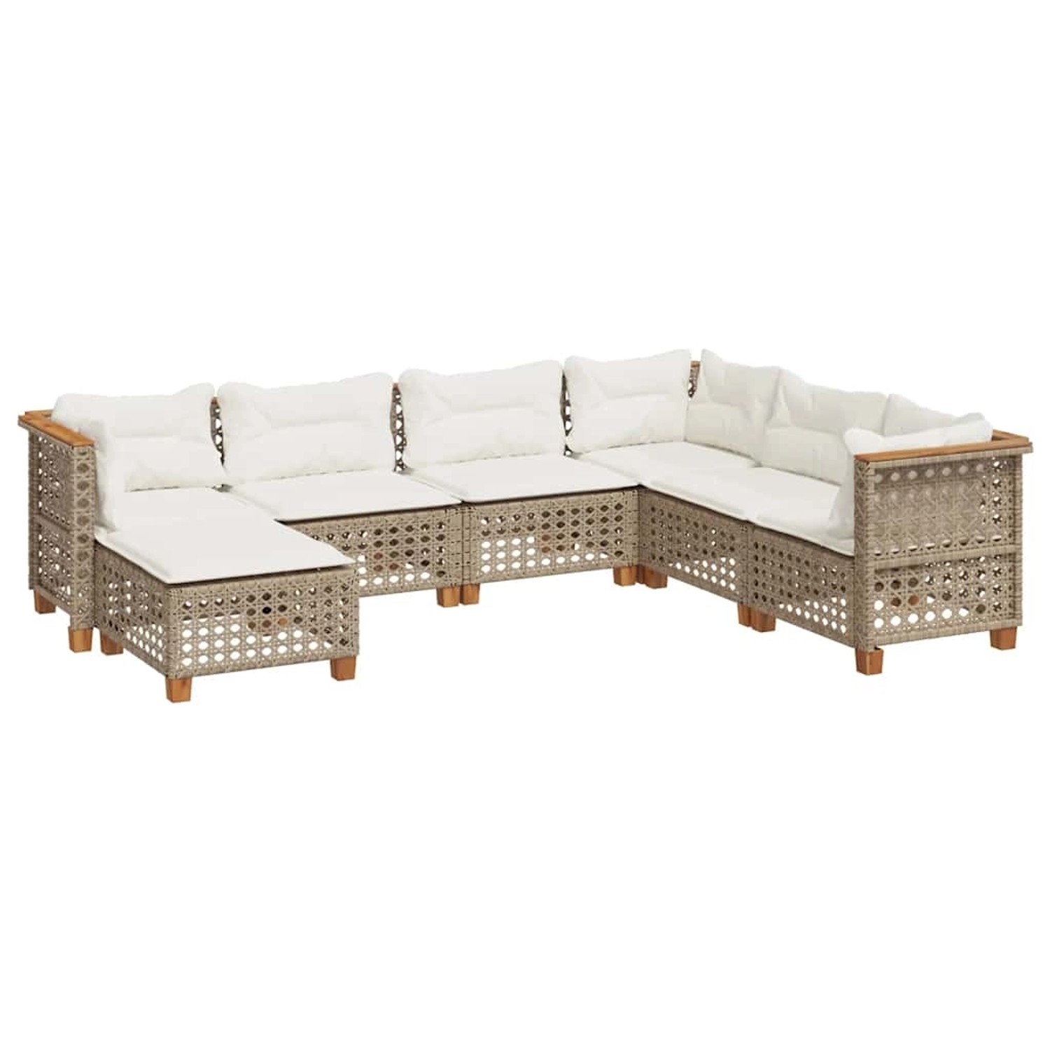 vidaXL 7-Tlg Garten-Sofagarnitur mit Kissen Beige Poly Rattan 3261940 günstig online kaufen