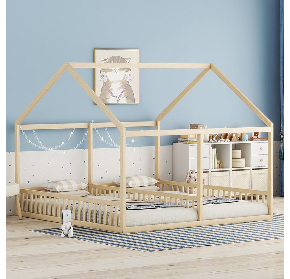 Sweiko Kinderbett, 2-in-1 Bett, Hausbett mit Dach und Rausfallschutz, 90*20 günstig online kaufen