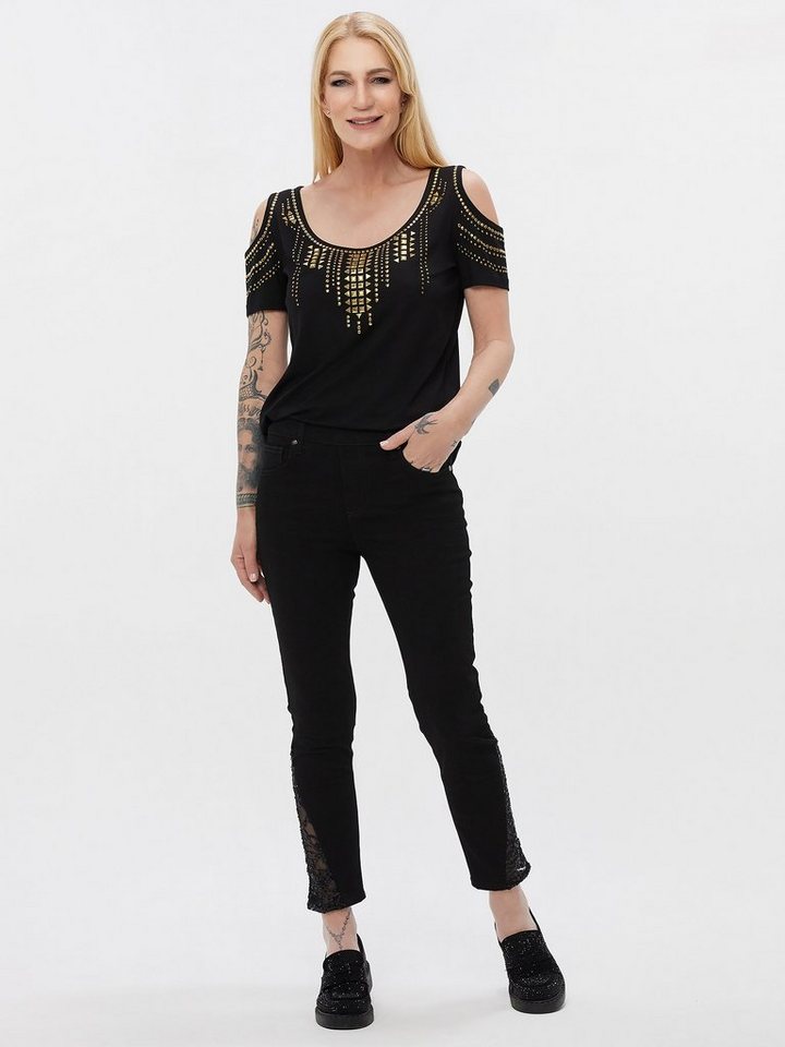 Sarah Kern Skinny-fit-Jeans Spitzen-Hose koerpernah mit Rundumdehnbund günstig online kaufen