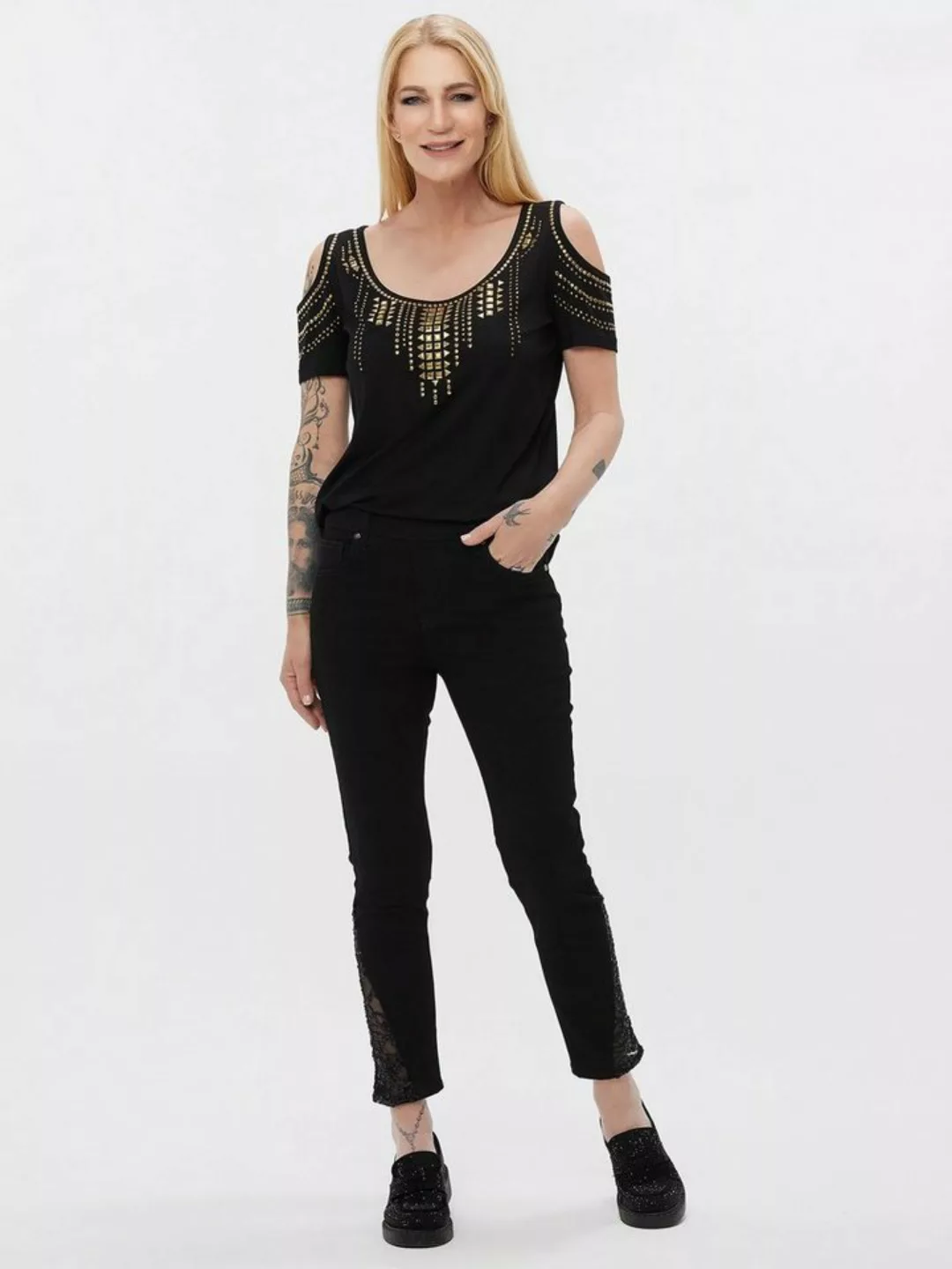 Sarah Kern Skinny-fit-Jeans Spitzen-Hose koerpernah mit Rundumdehnbund günstig online kaufen