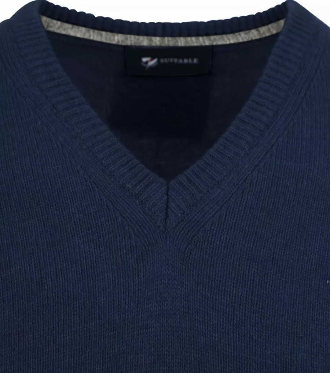 Suitable Lammwolle Pullover V-Ausschnitt Navy - Größe L günstig online kaufen