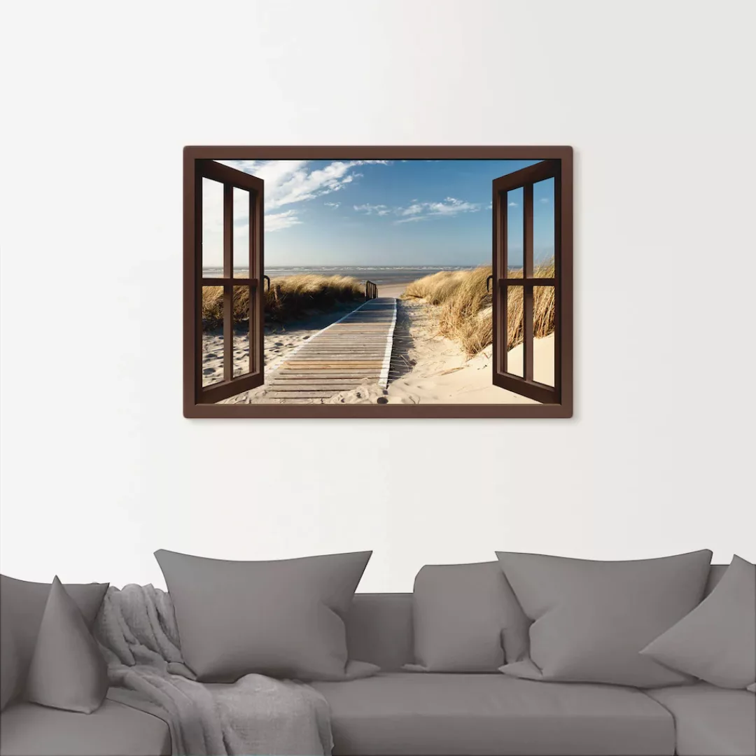 Artland Wandbild "Fensterblick Nordseestrand auf Langeoog", Fensterblick, ( günstig online kaufen