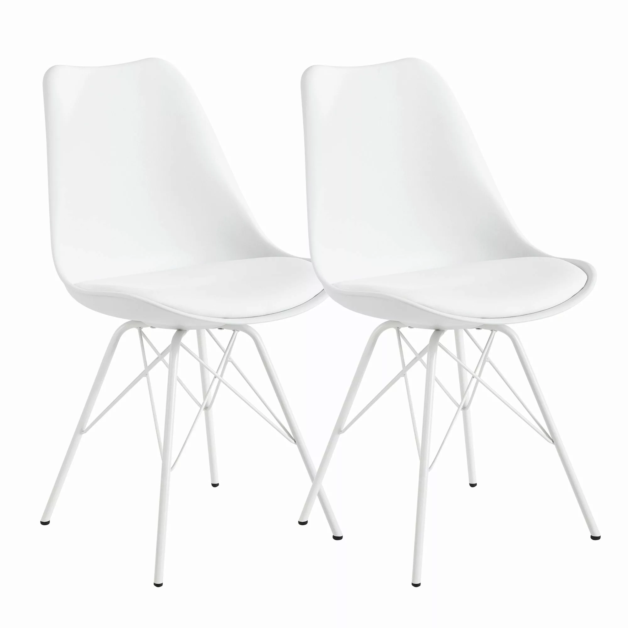 Esszimmerstuhl 2er Set Weiß Küchenstuhl Kunststoff Skandinavisches Design | günstig online kaufen