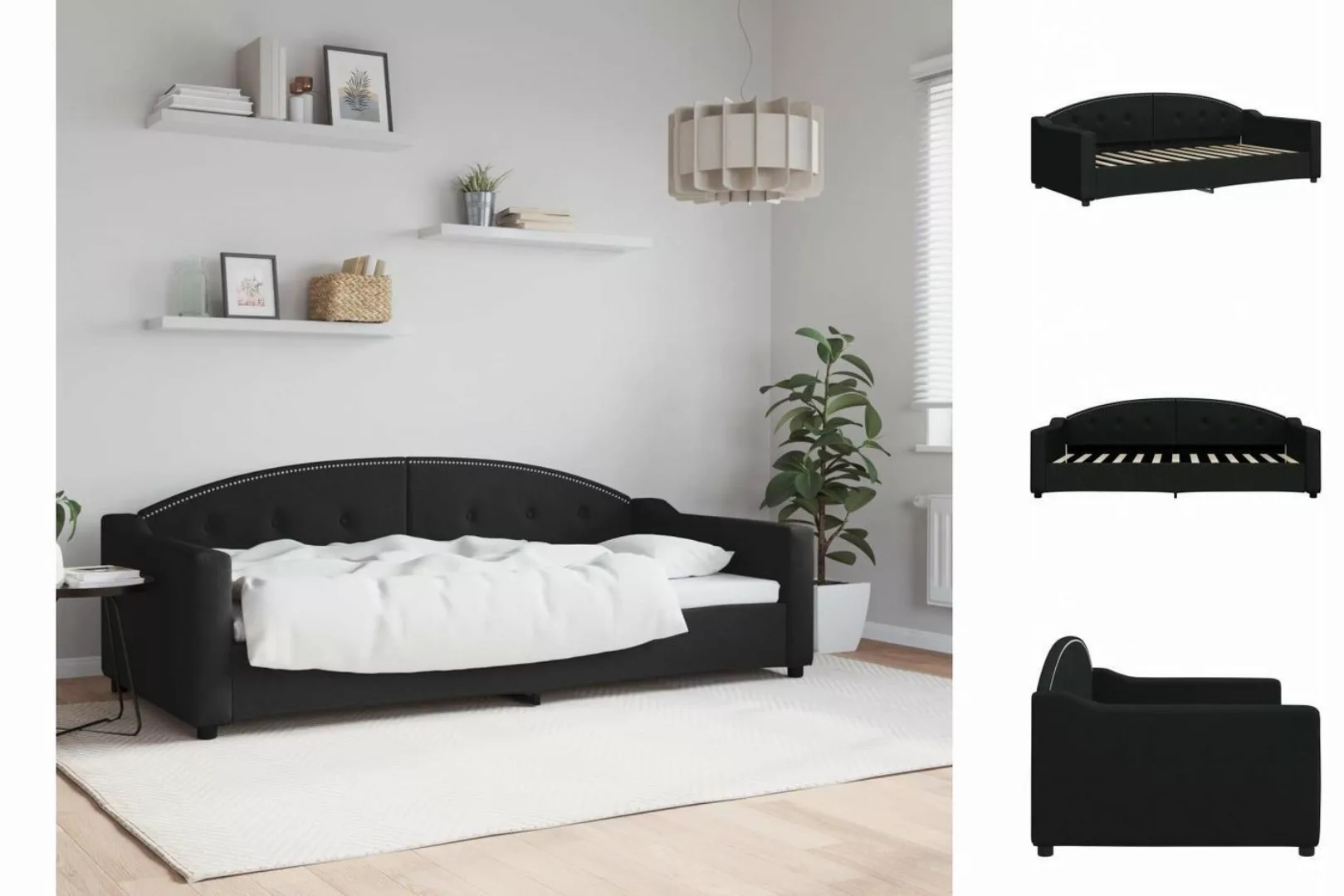 vidaXL Gästebett Tagesbett Schwarz 90x200 cm Stoff Gästebett Schlafsofa Sch günstig online kaufen