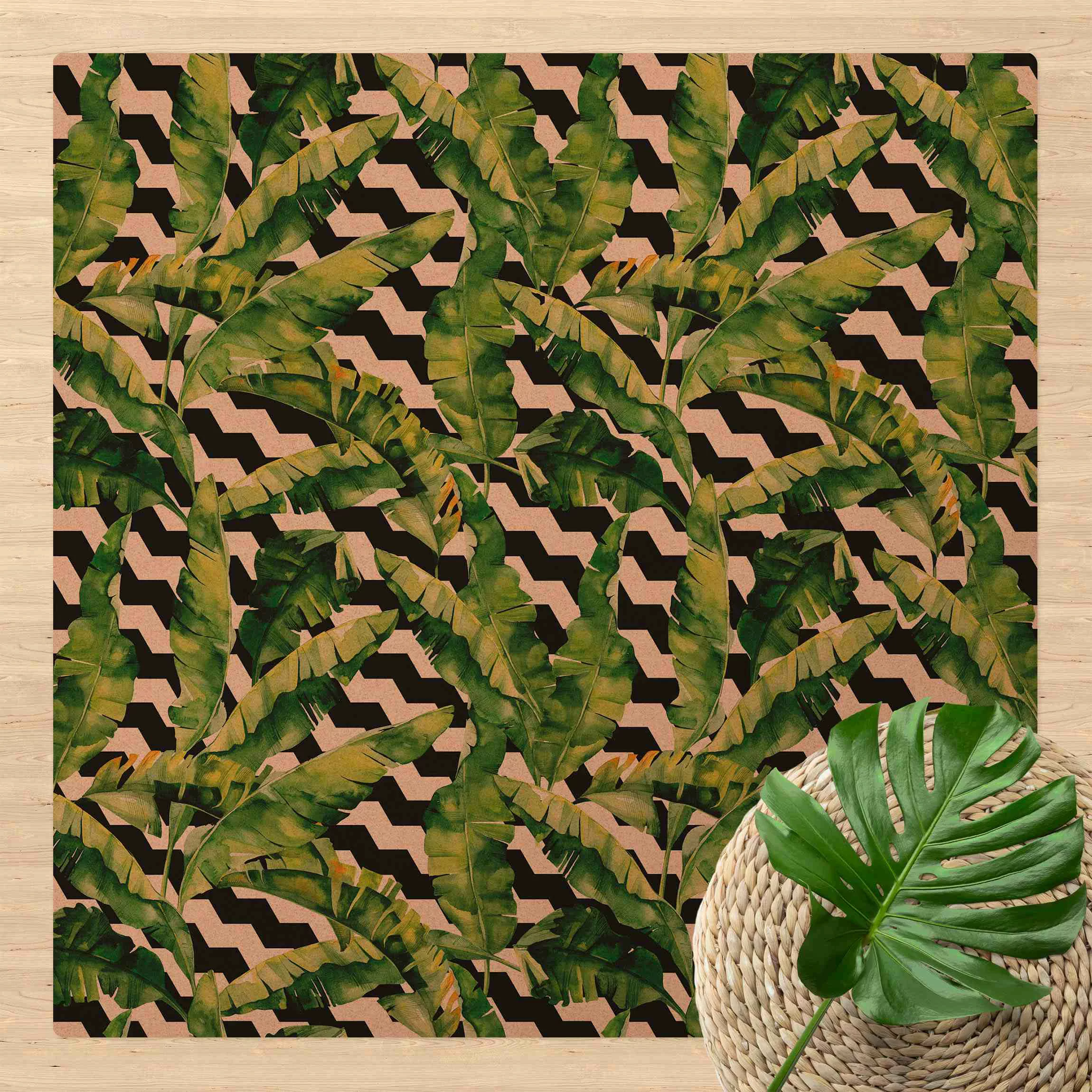 Kork-Teppich Zick Zack Geometrie Dschungel Muster günstig online kaufen