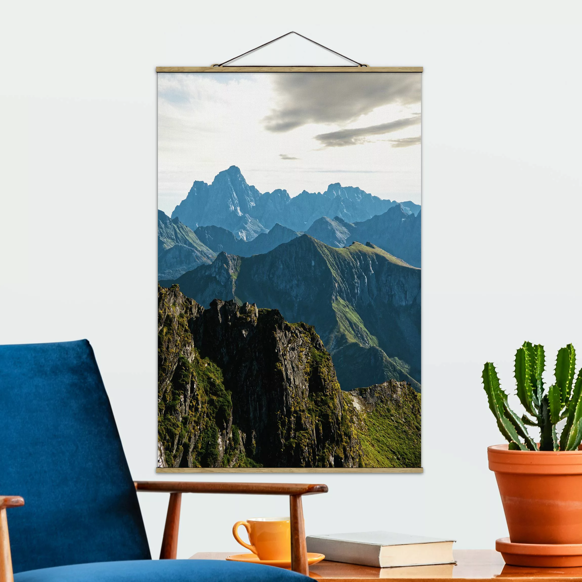Stoffbild mit Posterleisten Berge auf den Lofoten günstig online kaufen
