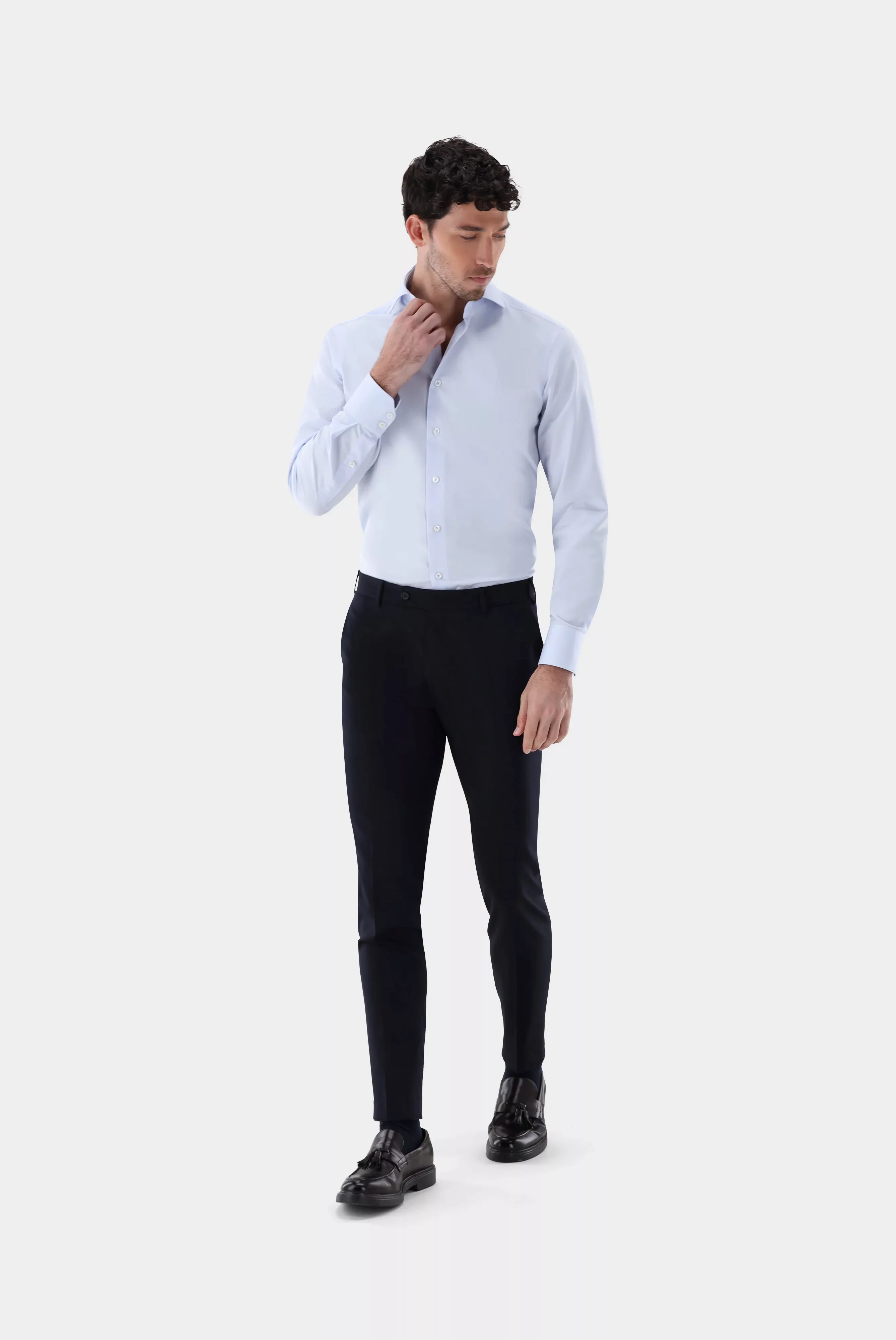 Bügelfreies Twill Hemd mit Struktur Slim Fit günstig online kaufen