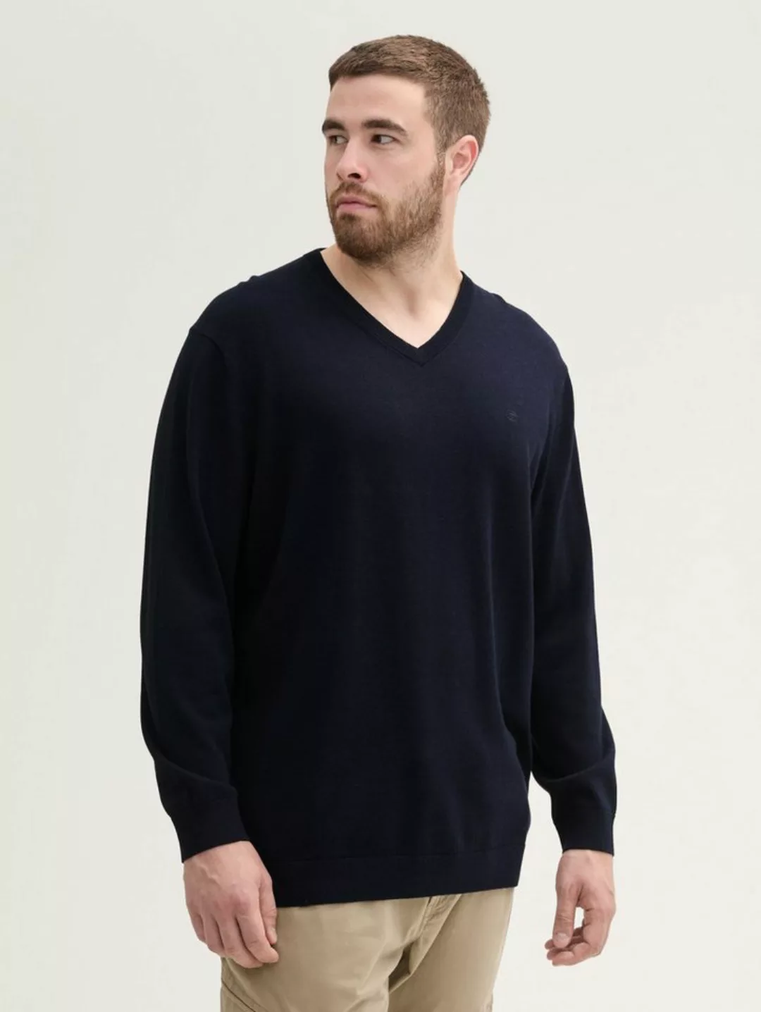 TOM TAILOR PLUS Strickpullover Plus - Strickpullover mit V-Ausschnitt günstig online kaufen