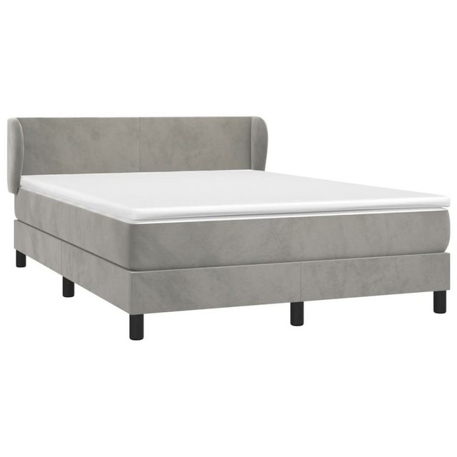 furnicato Bett Boxspringbett mit Matratze Hellgrau 140x190 cm Samt (1-tlg) günstig online kaufen