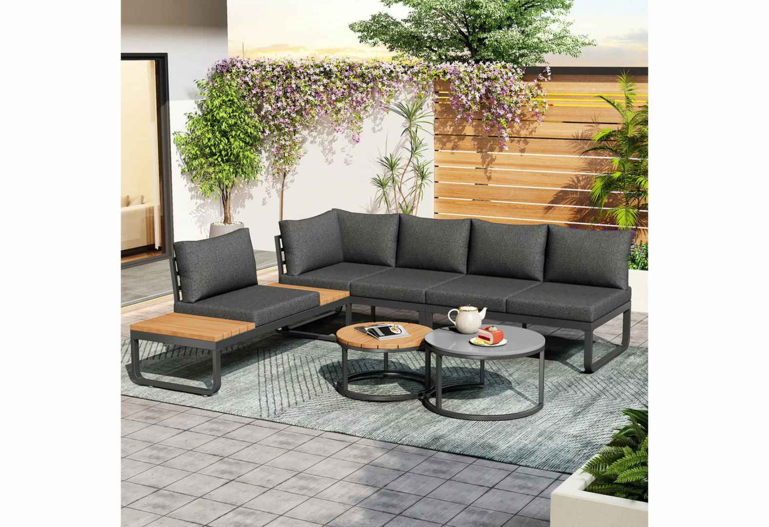 OKWISH Sofa Gartenmöbelset,mit verzinktem Eisengestell, Gartenmöbel-Set für günstig online kaufen