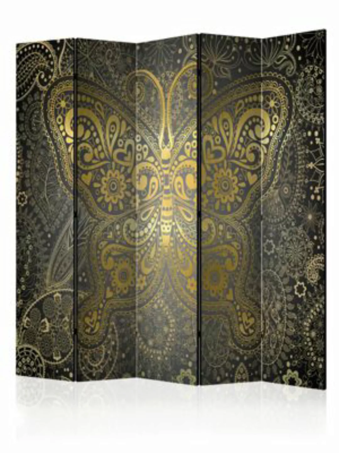 artgeist Paravent Golden Butterfly II [Room Dividers] grau-kombi Gr. 225 x günstig online kaufen